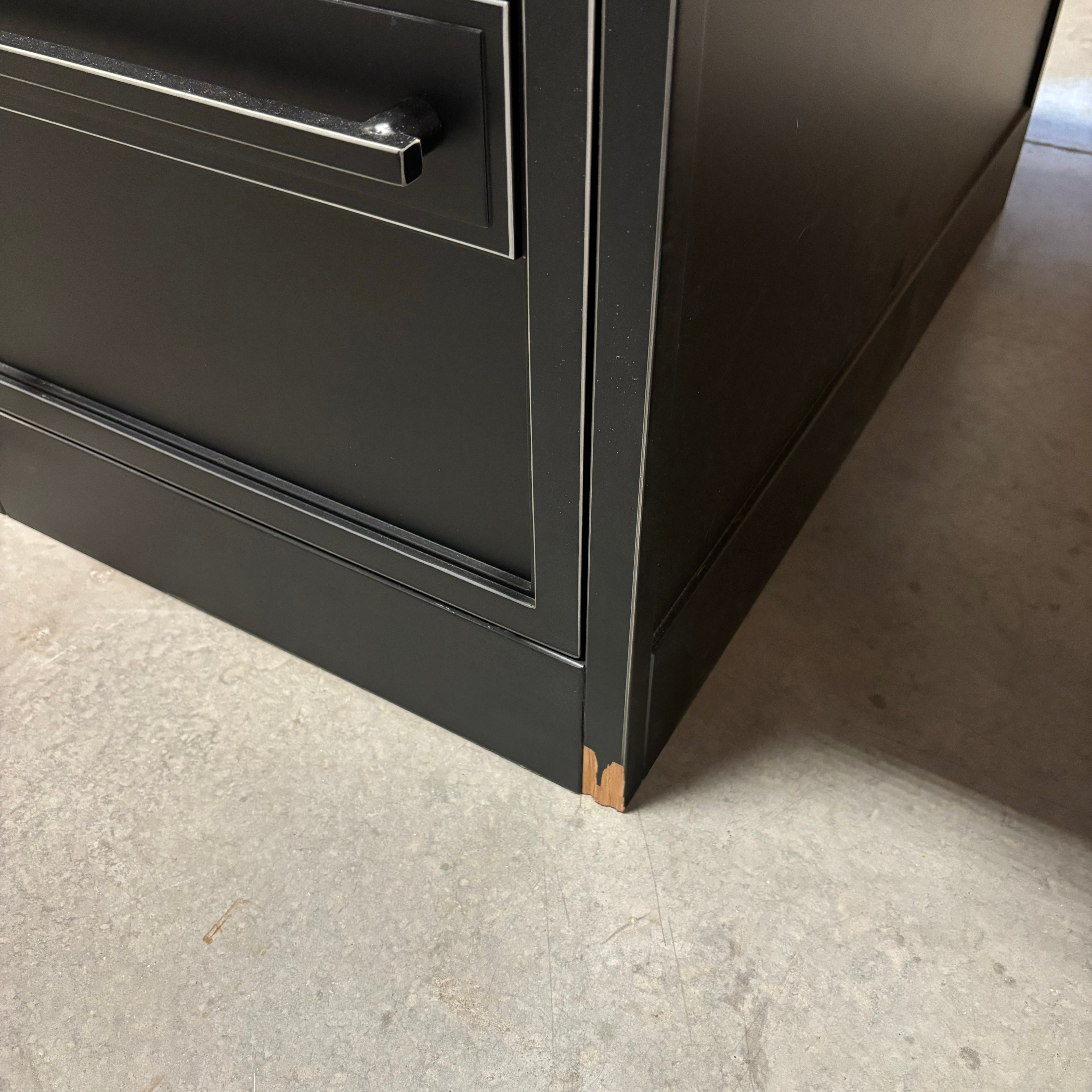 Arhaus Usine Black Finish Wood with Leather Top 6 Soft Close Drawers & Center Pullout Executive Desk 72"x 34"x 30"