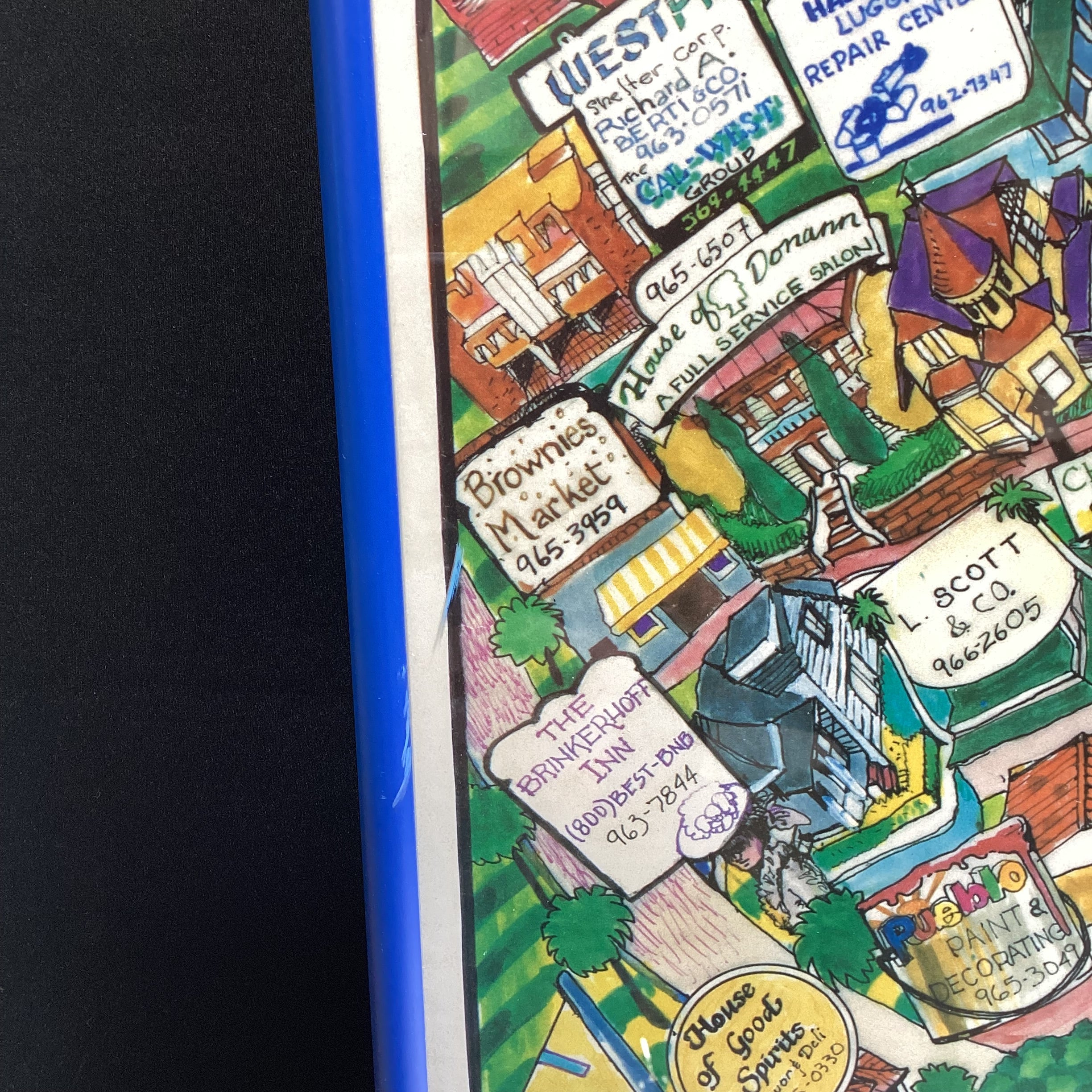 S. White Signed/Dated Santa Barbara Cartoonized City Map Print 24" x 36"