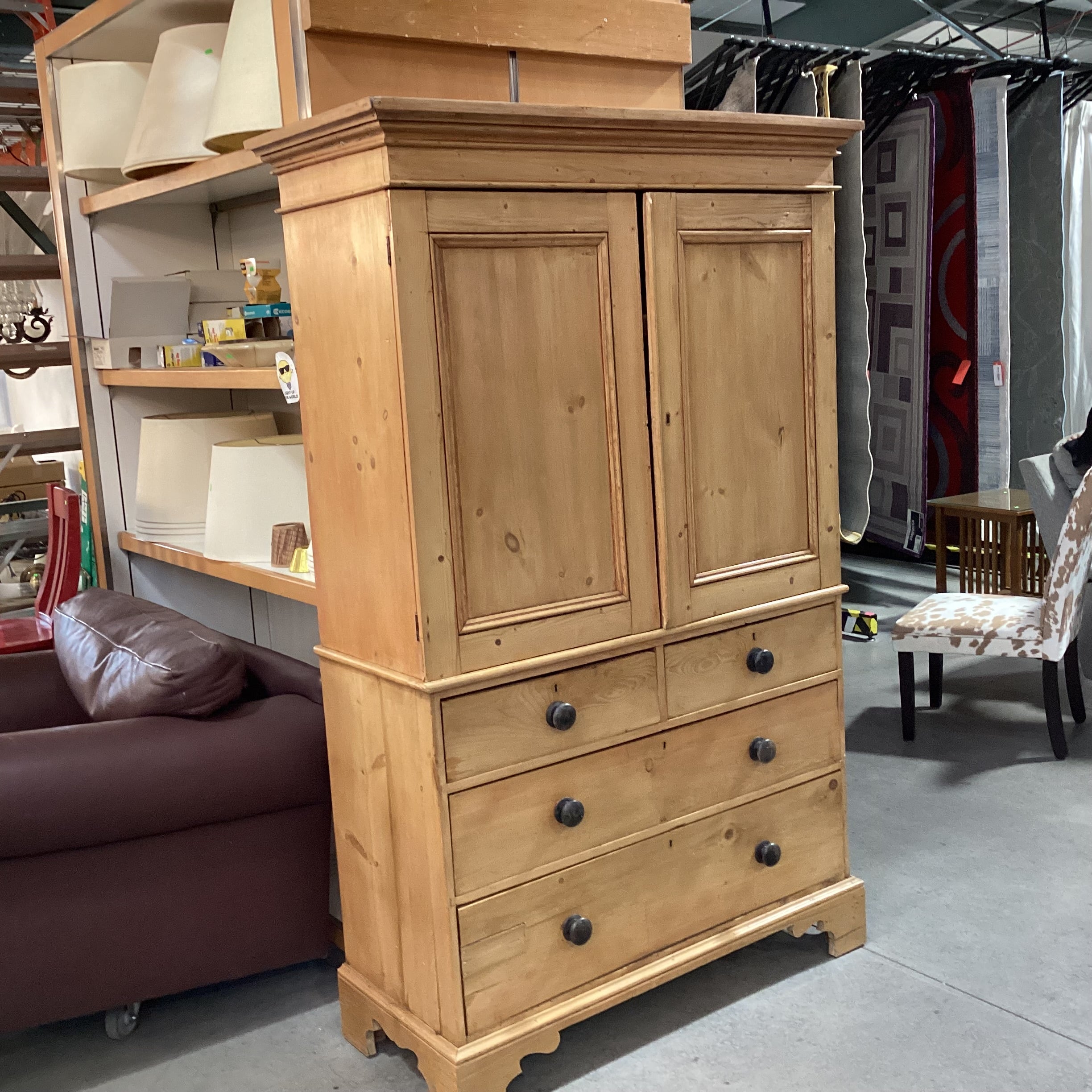 Pine 2 Door 4 Drawer Armoire 49"x 20"x 76"