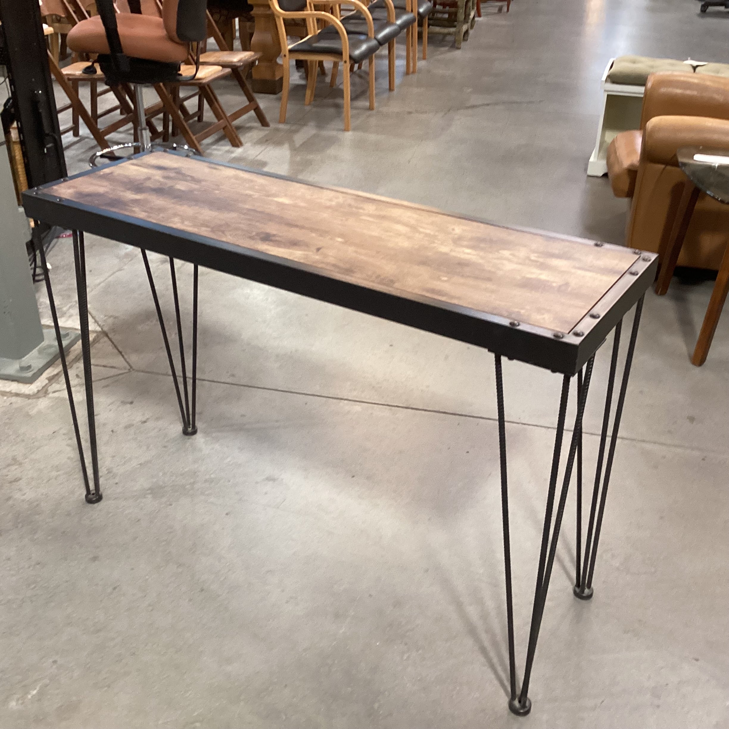 Industrial Iron & Wood Sofa Table 47"x 16"x 32"