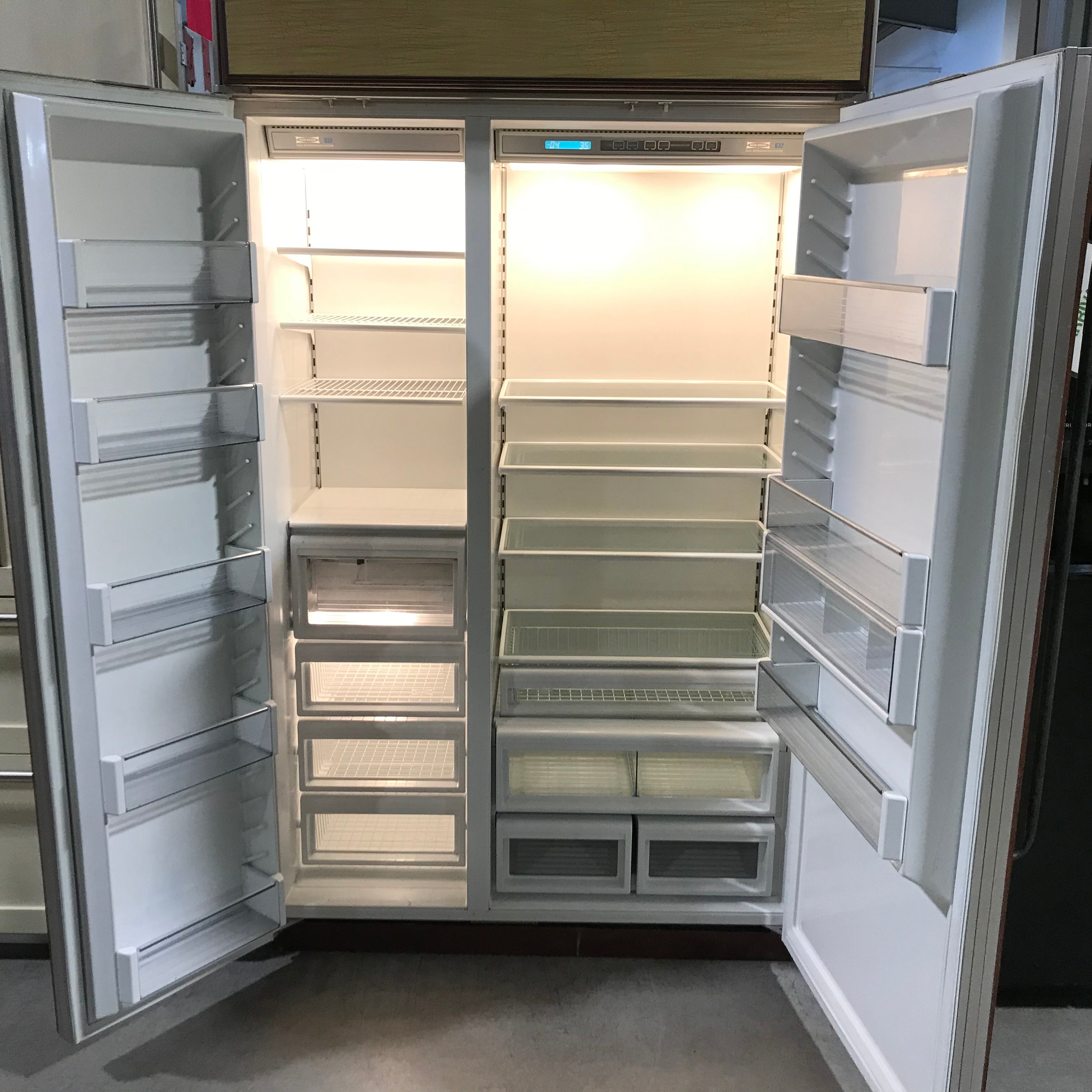 Sub-Zero 632 Wood Paneled Doors, Side-By-Side Refrigerator 48"x 25"x 84"