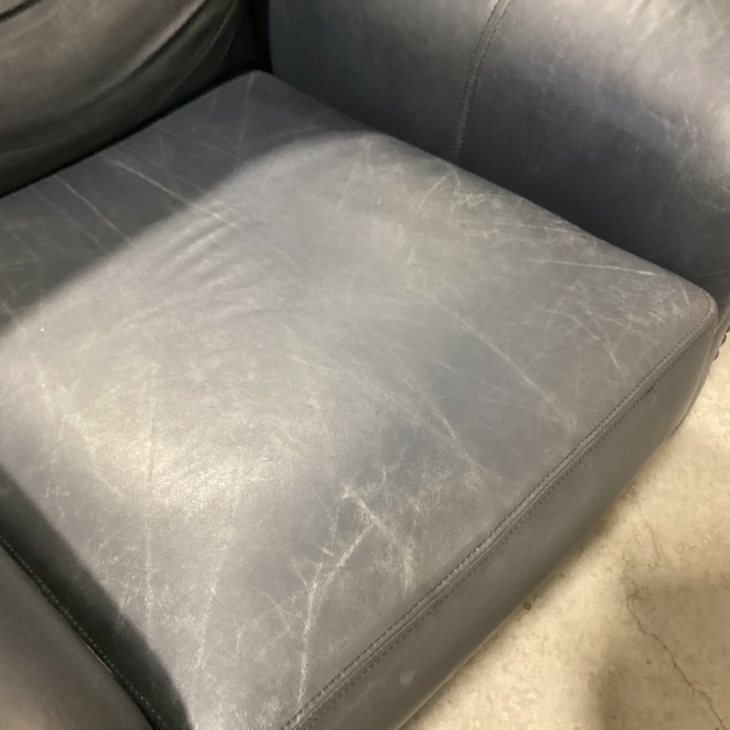 Creative Leather Furniture Highpoint Collection Navy Leather Nailhead Chair 45"x 38"x 37"