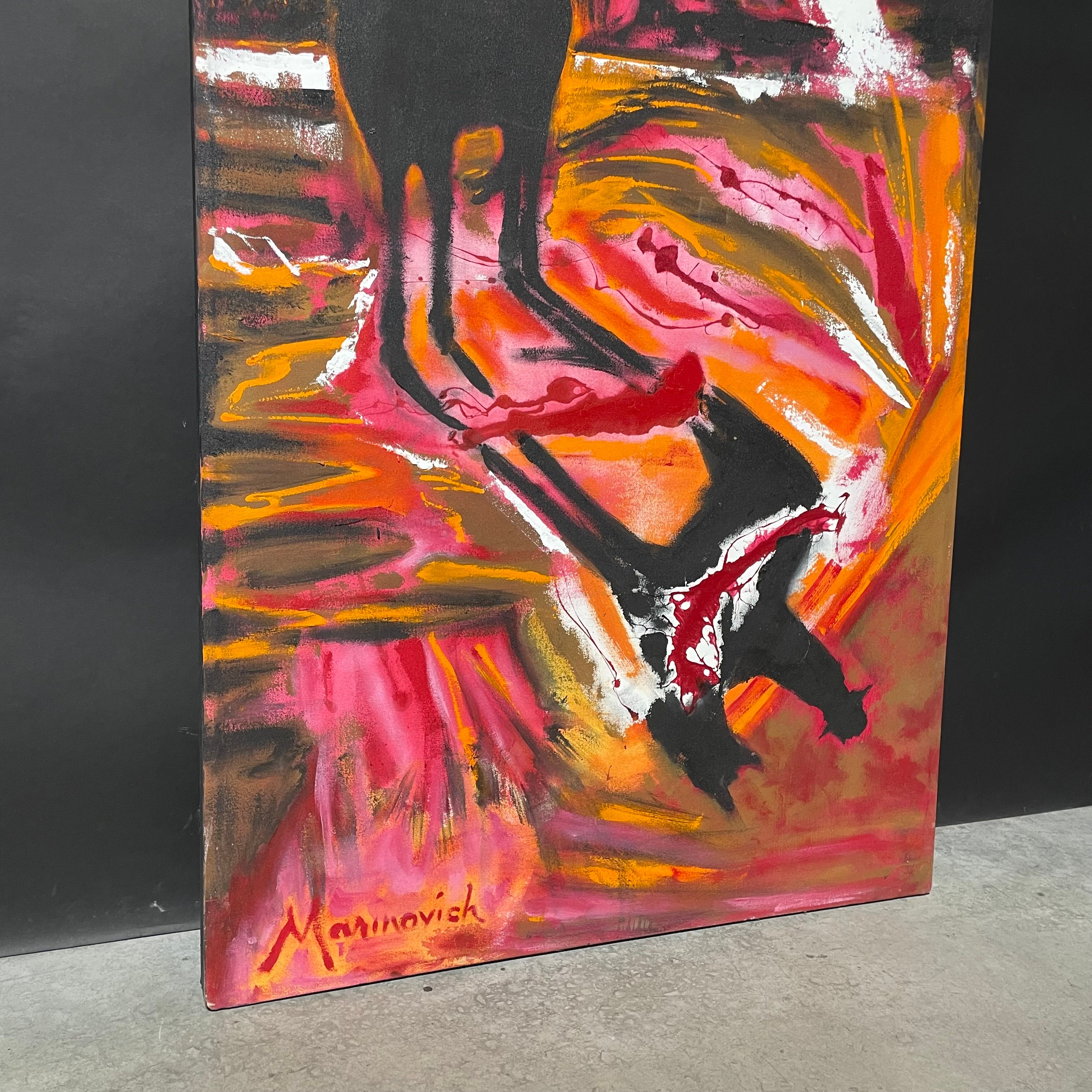 Todd Marinovich Signed "BB Cowboy 2" Original Mixed Media Canvas Painting  37" x 71"