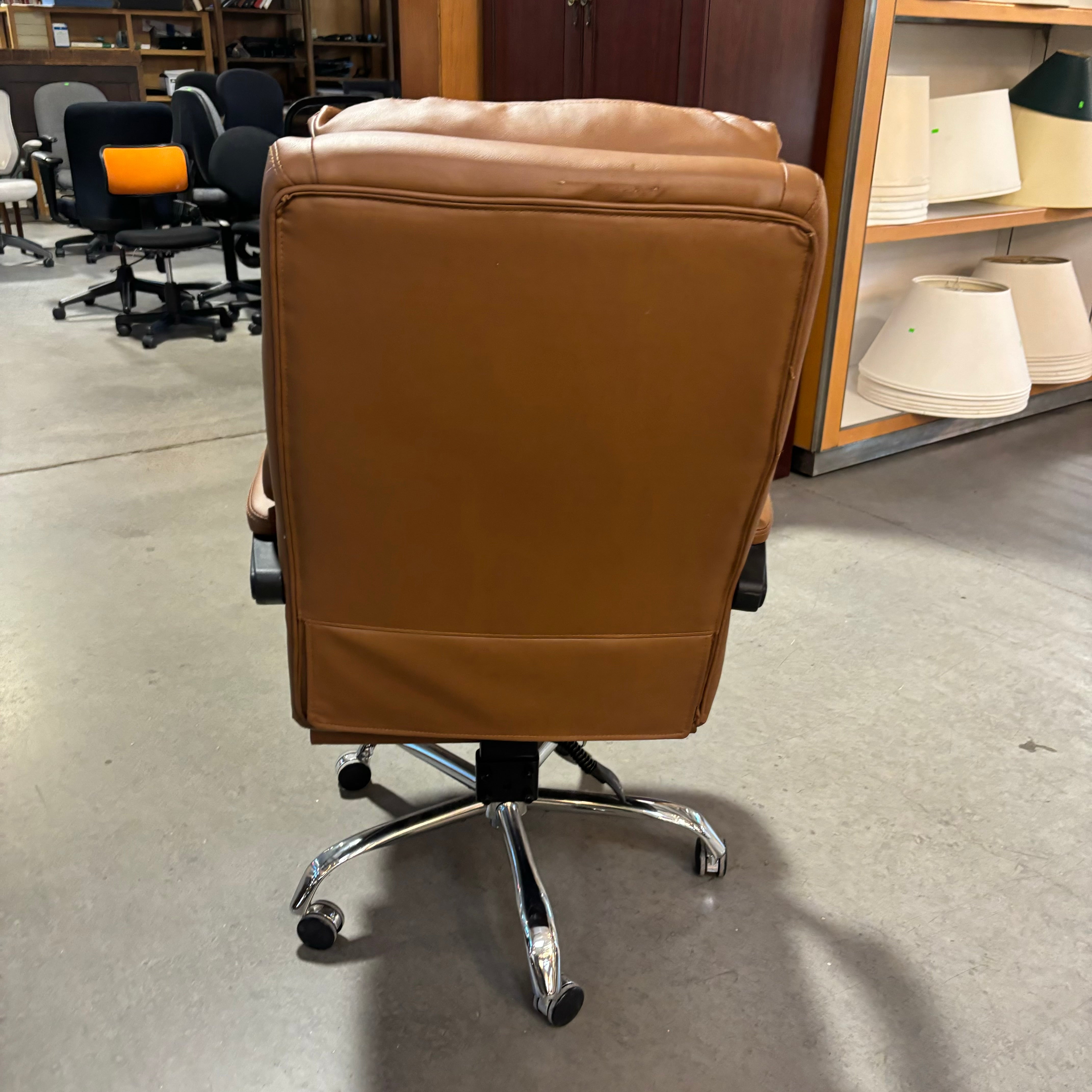Light Brown Leather Ergonomic Design with Footrest & Pillow Office Chair 28"x 34"x 44"
