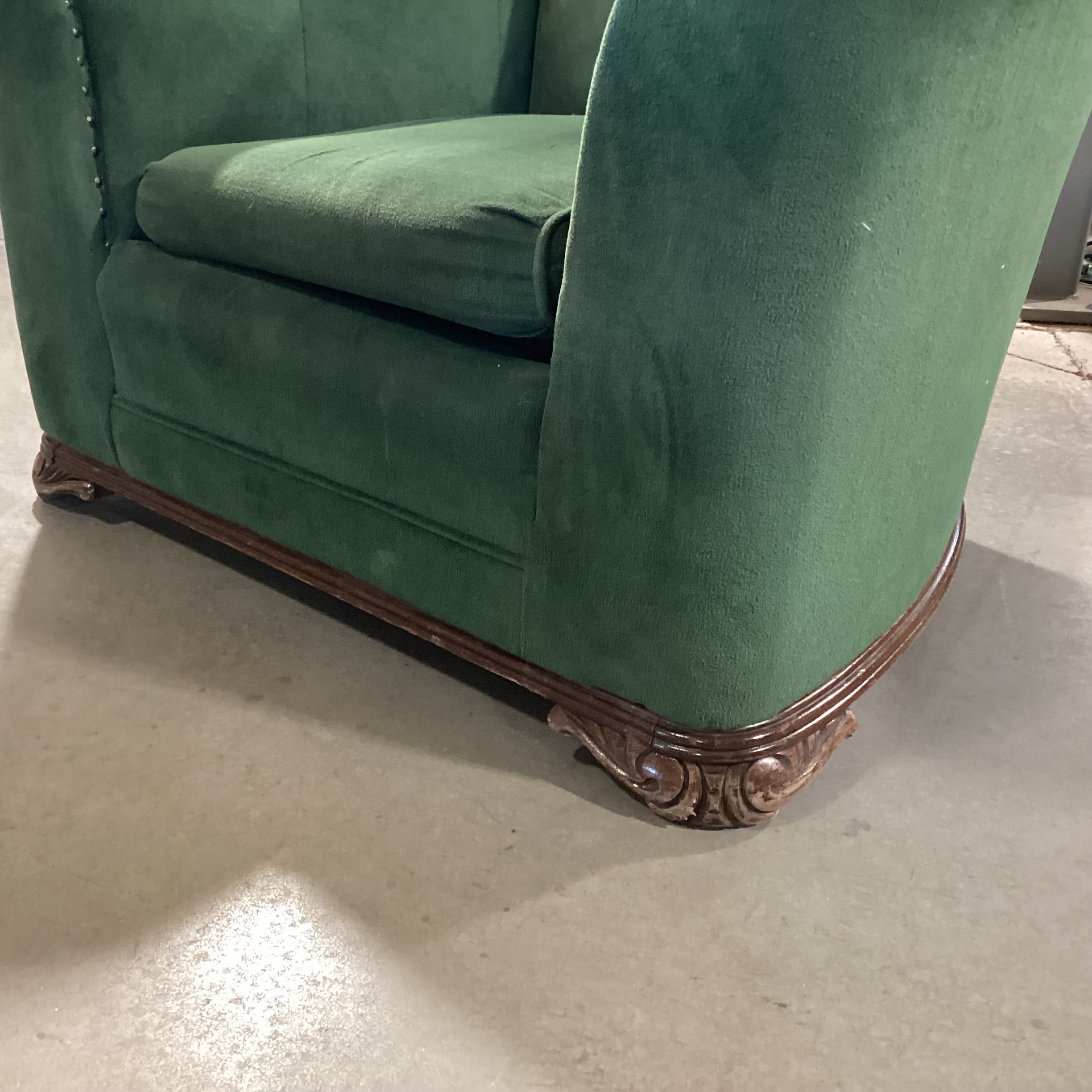 Vintage Antique Green Nailhead Accent Club Chair 38"x 34"x 32"