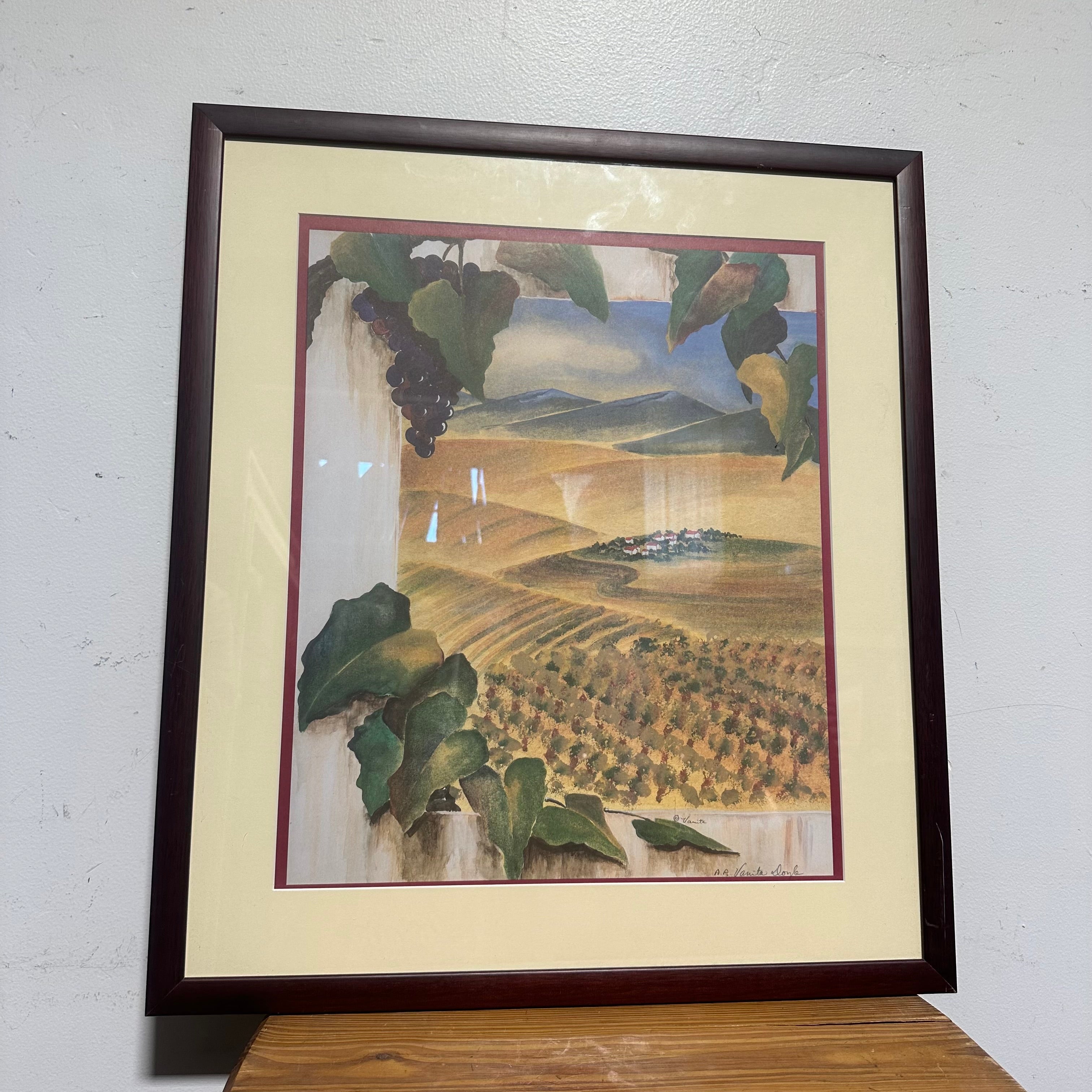 Vanita Doyle Signed Vineyard Print Wall Decor; 21"x 24"