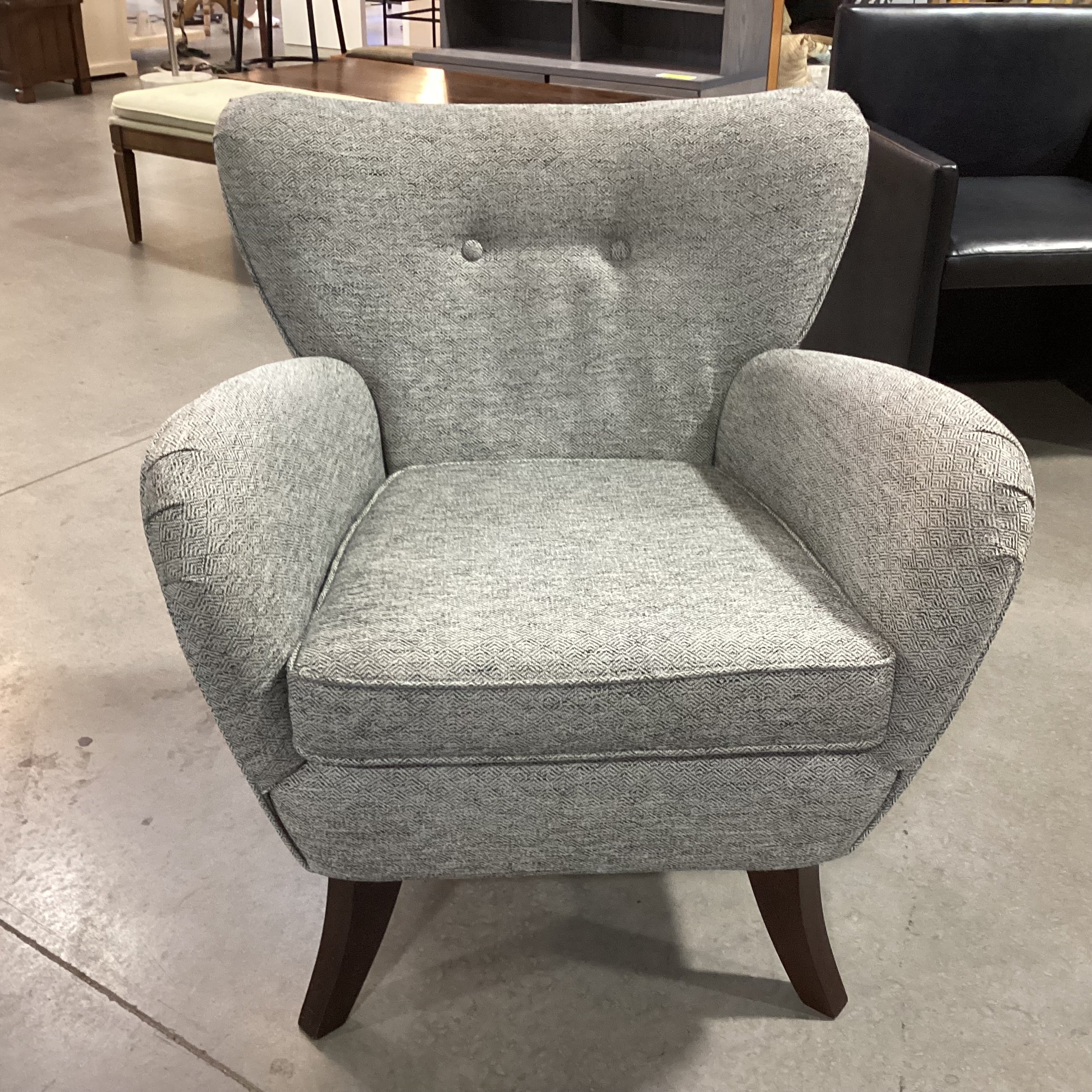 Best Home Bethany Mid Century Style Ivory Black Woven Chair 30"x 30"x 32"