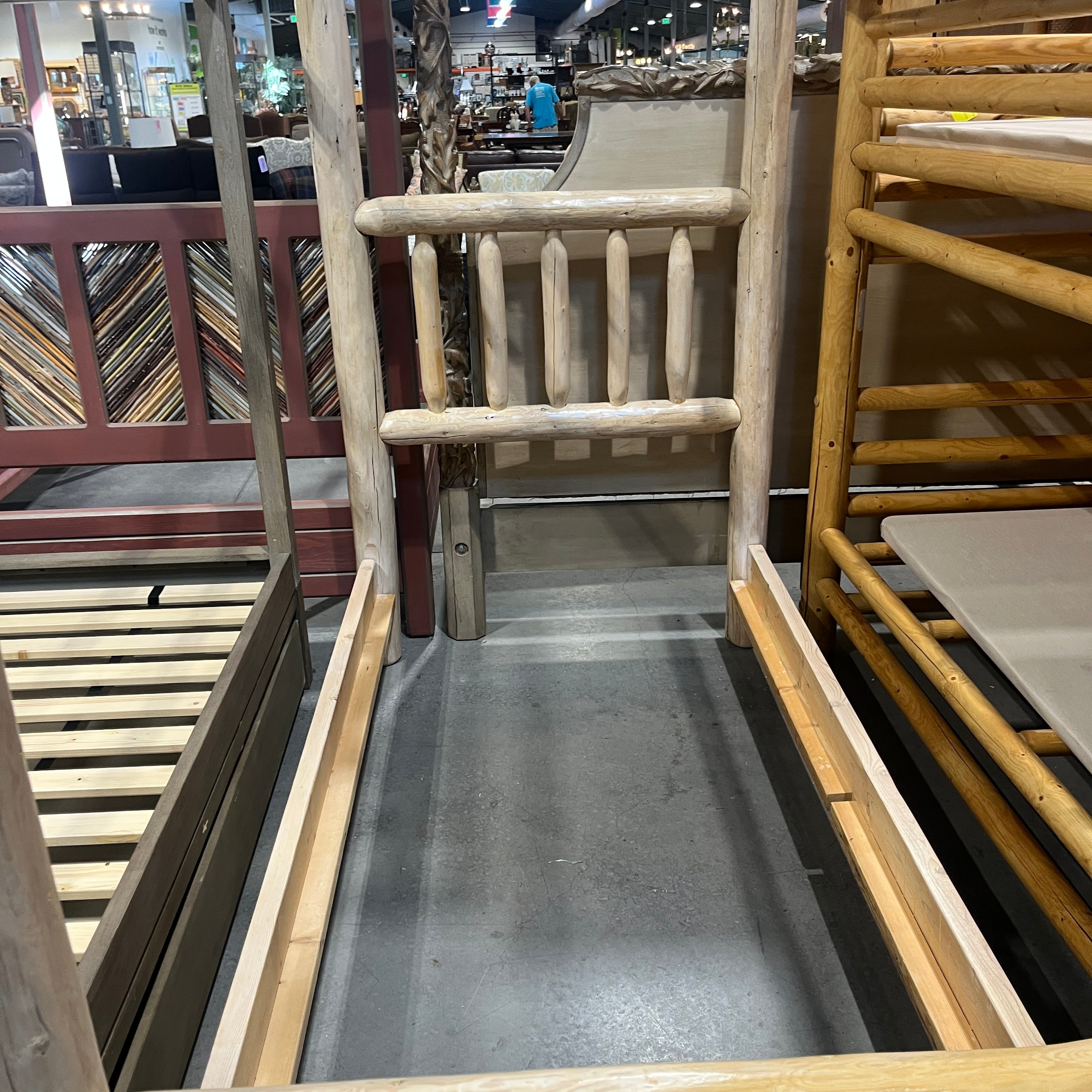 TWIN Solid White Cedar Log Canopy Bed Set 43”x 85”x 72”