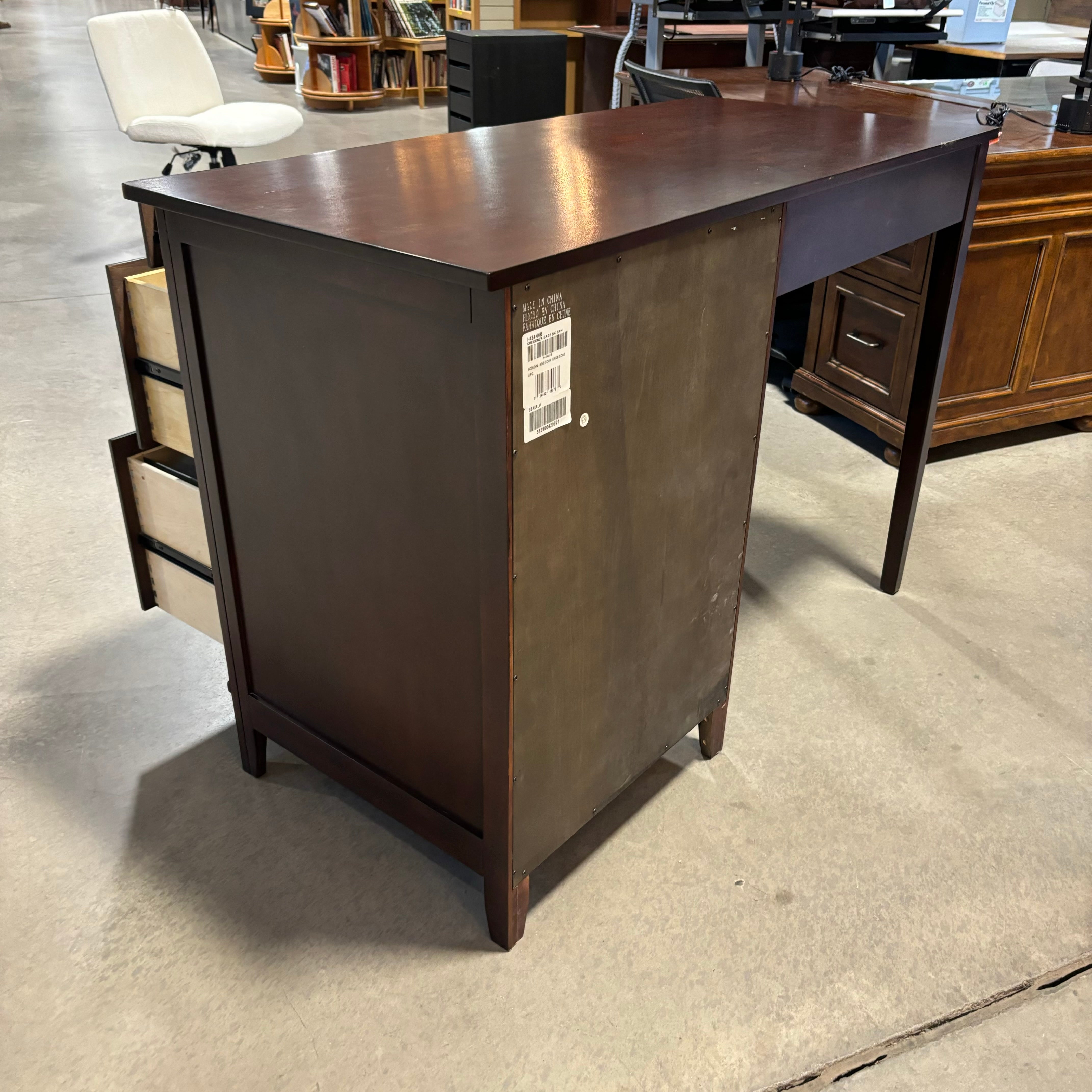 Dark Reddish Brown Finish Solid Wood 3 Drawer with Pullout Surface Desk 52"x 24"x 36"