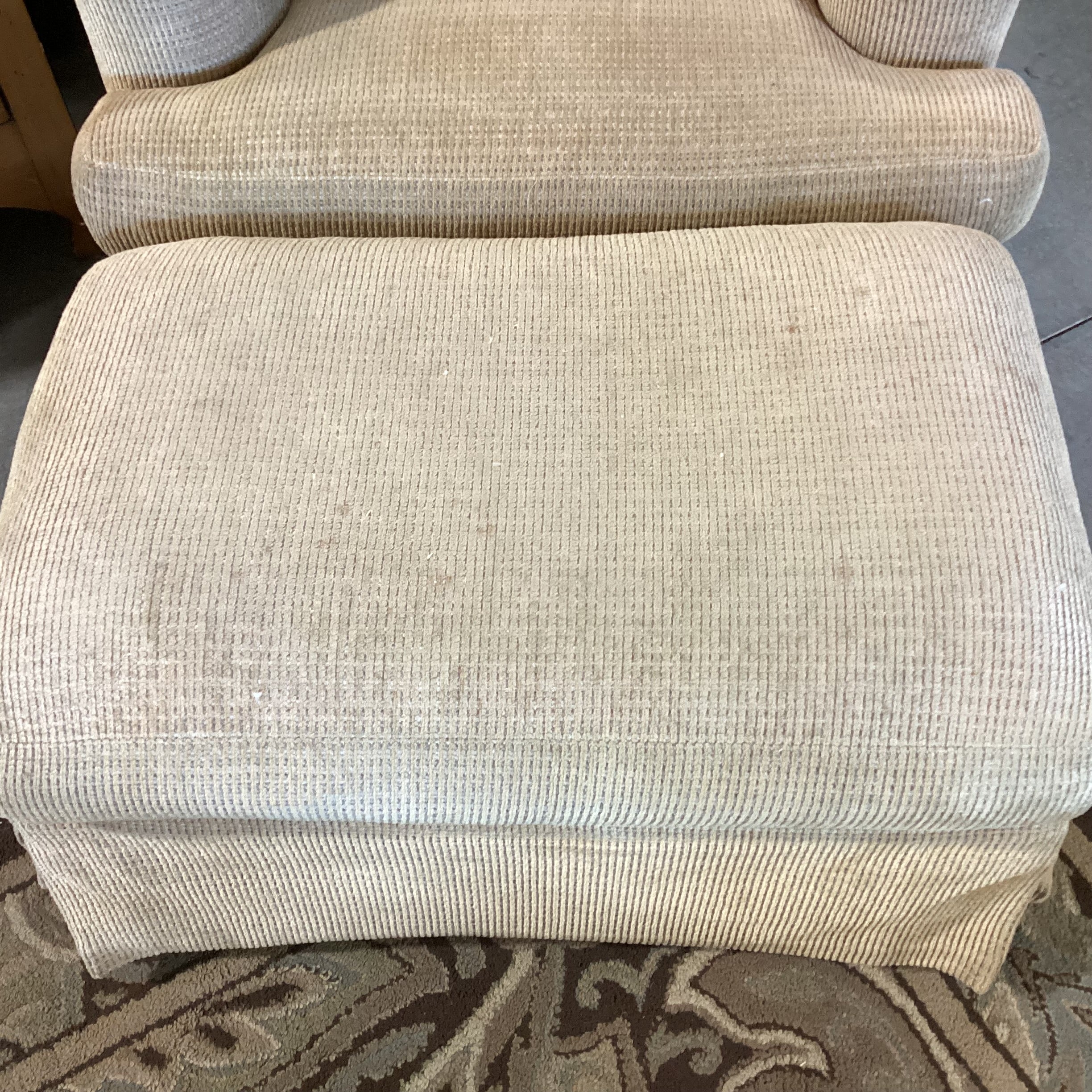 Lockhart Furniture Golden Chenille Woven & Down Mix with Ottoman on Casters Chair 36"x 36"x 31"