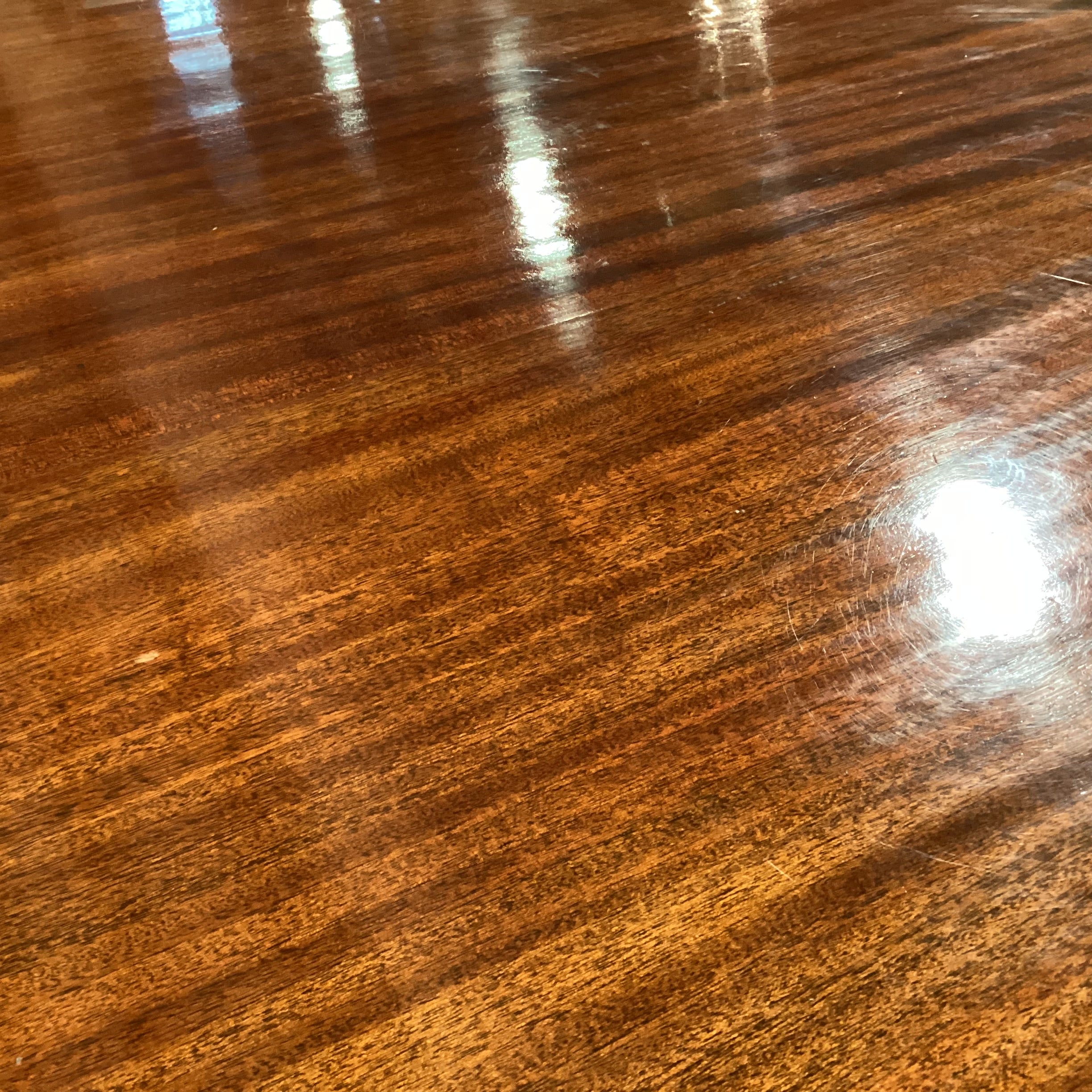 Ribbon Mahogany with Pedestal Round Dining Table 68" Diameter x 30"