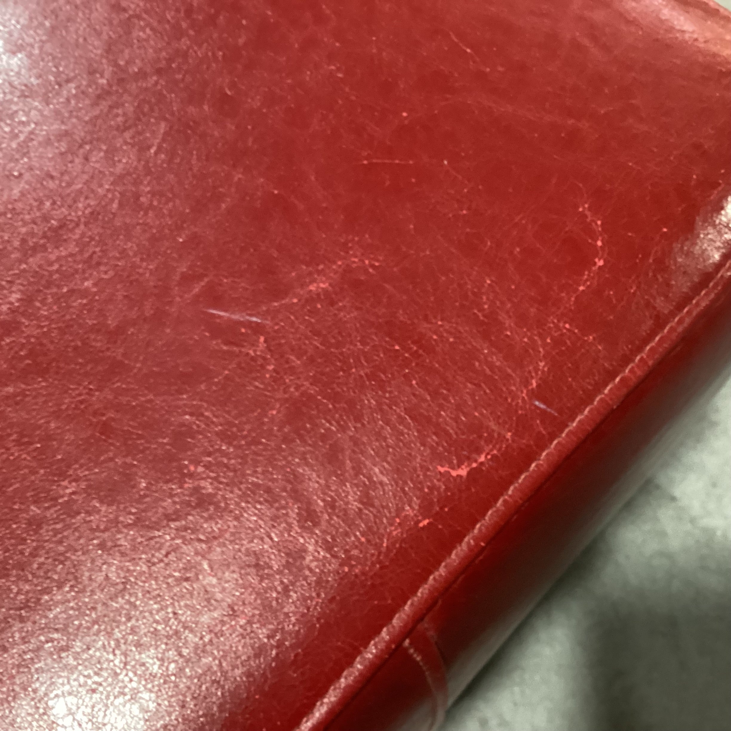 Red Leather Ottoman 21"x 21"x 16"