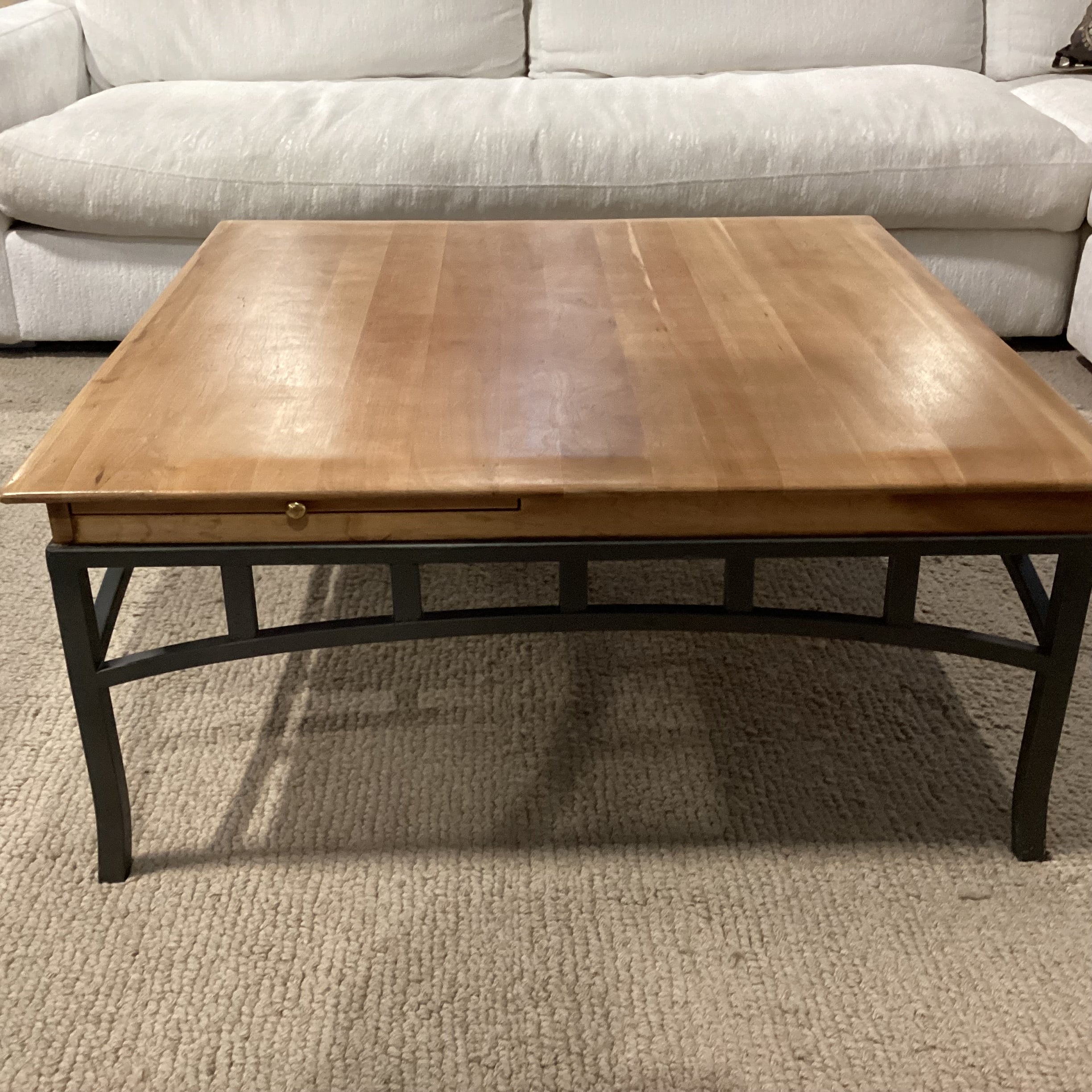 Wood & Metal with 4 Sided Pullout Top Coffee Table 38"x 38"x 17"