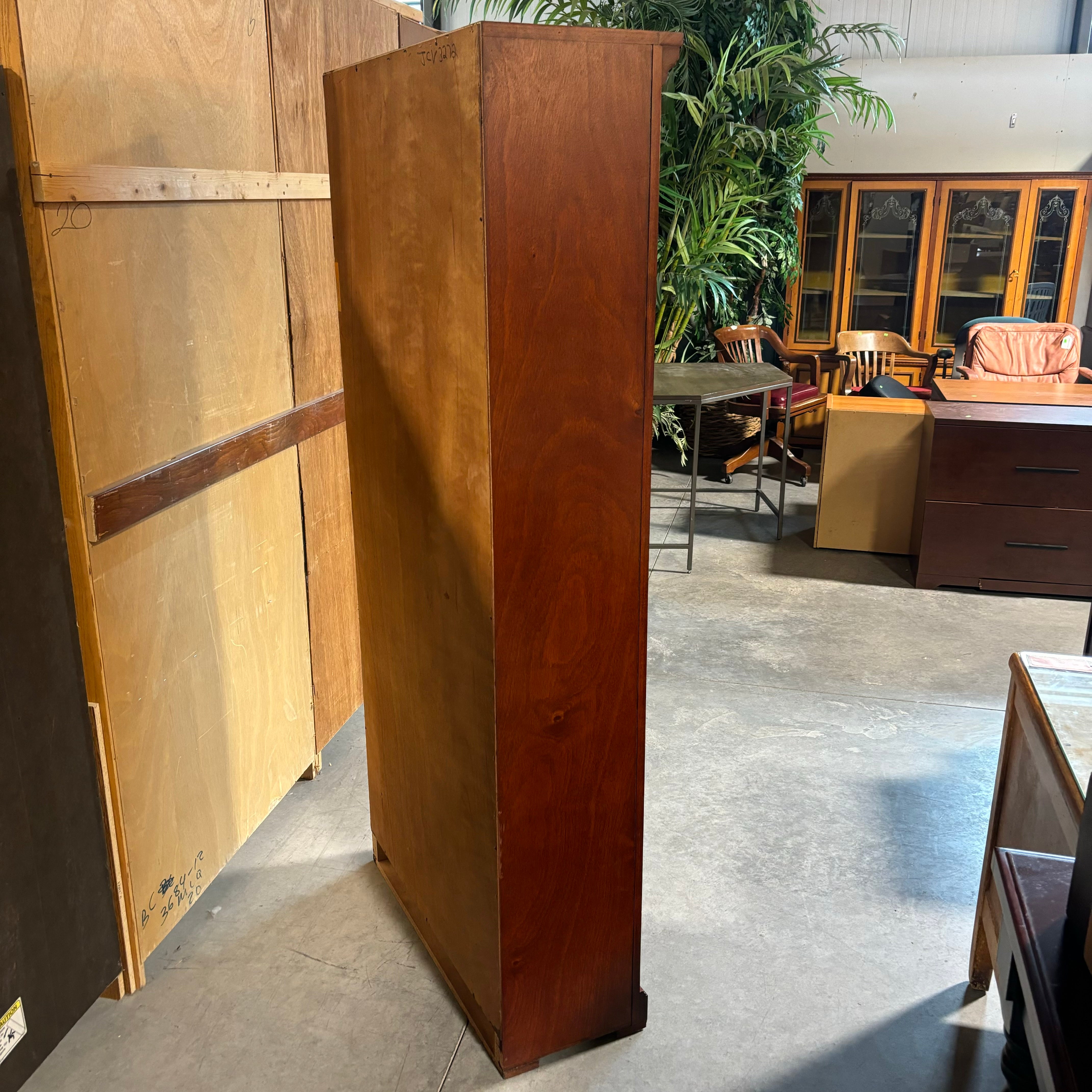 Reddish Brown Finish Solid Wood with Crown Molding 5 Shelf Bookcase 32"x 13.5"x 73"