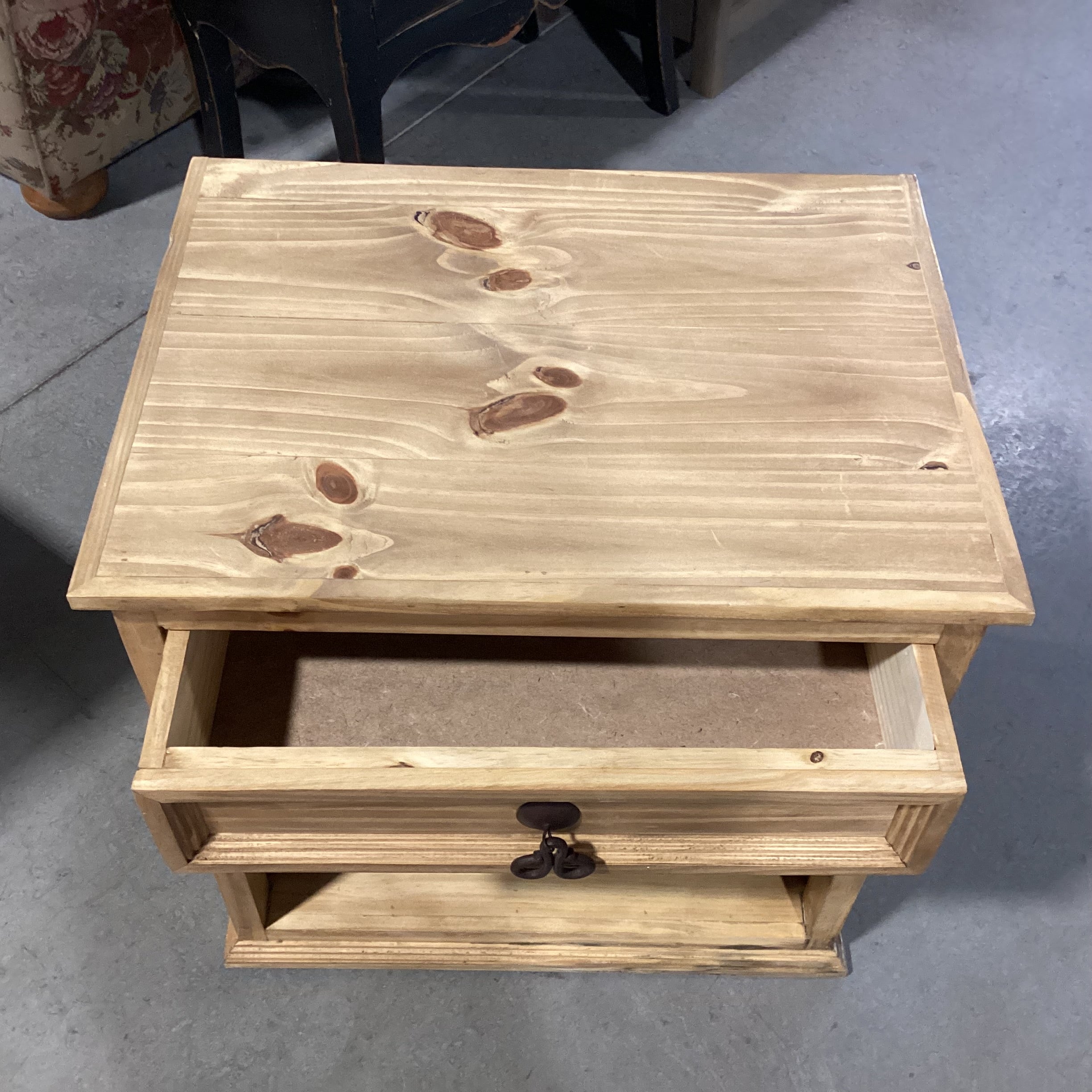 Rustic Pine 1 Drawer Open Cubby End Table 23.5"x 17.5"x 23.5"