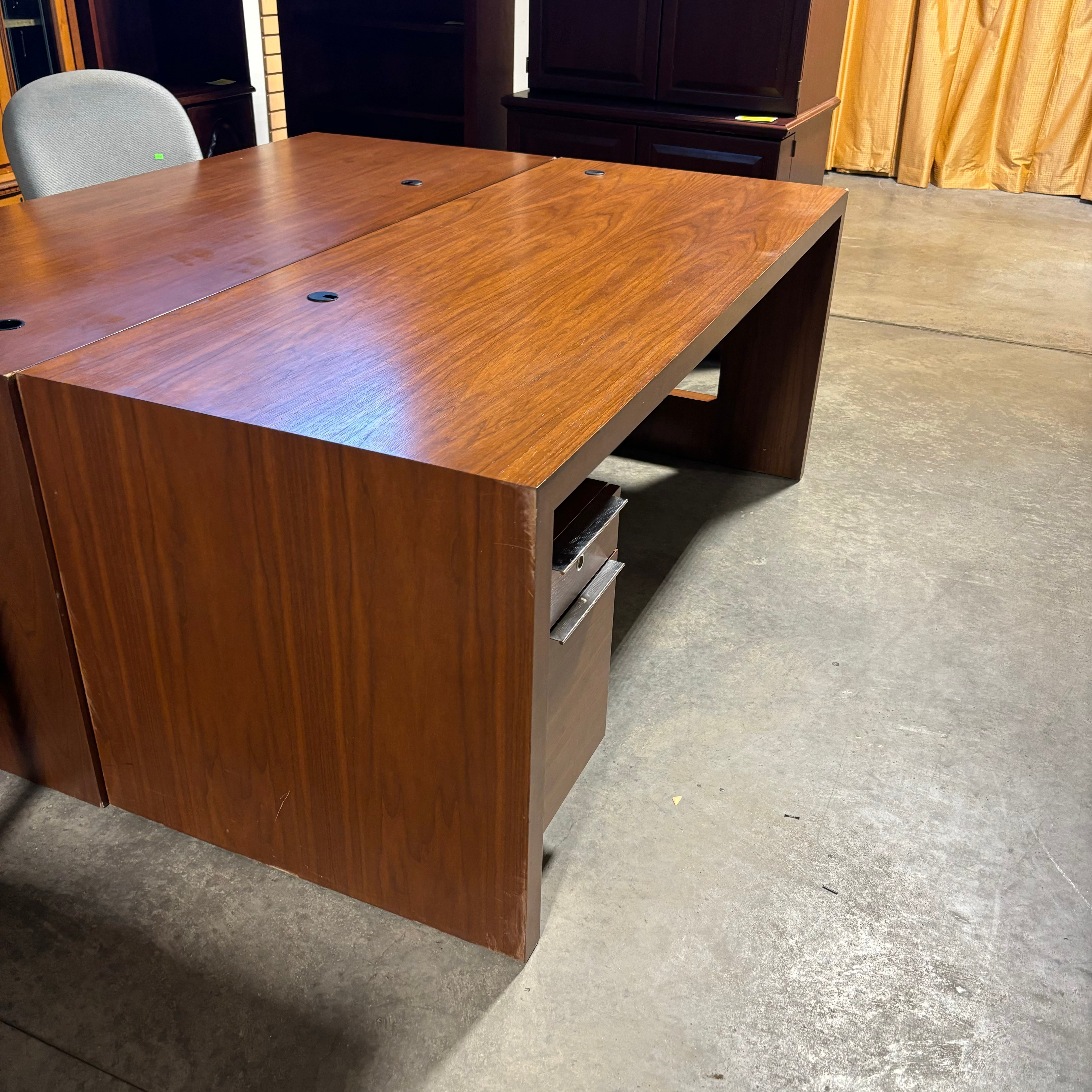 Medium Finish Solid Wood with 2 Soft Close Drawers Executive Desk 72"x 30"x 30"