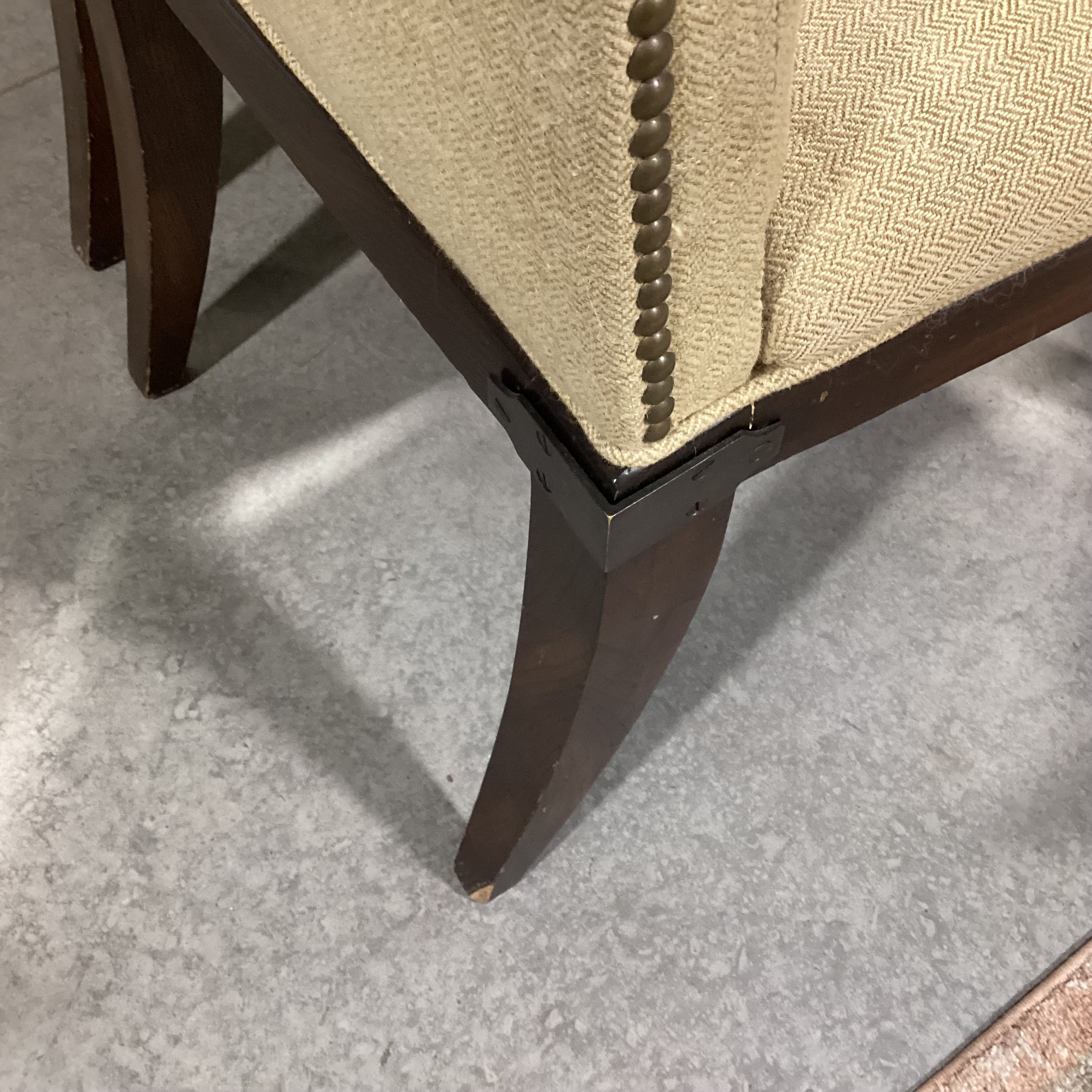 SET of 6 Golden Wool Blend Nailhead & Dark Finish Wood with Bracket Accent Dining Chair 23"x 26"x 42"