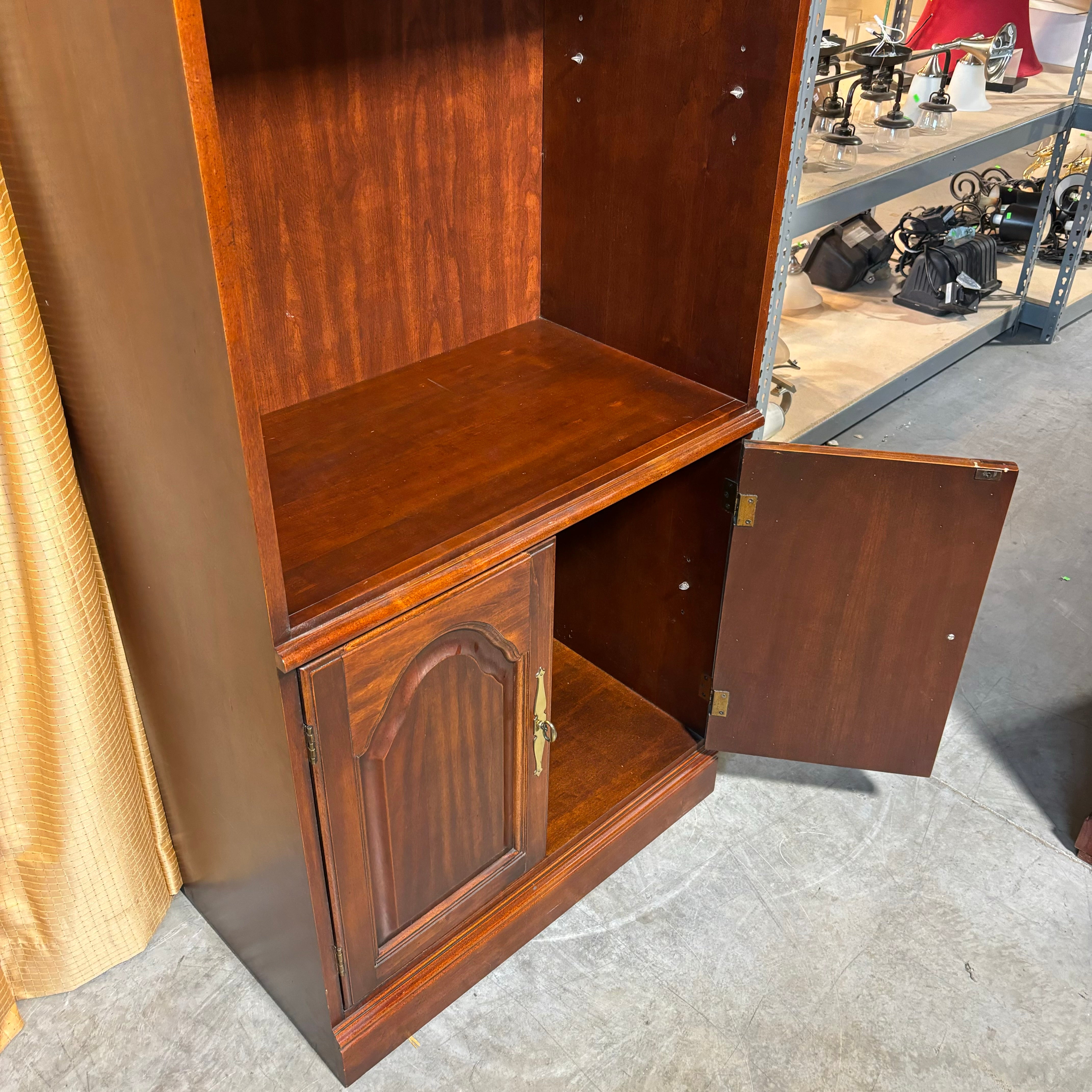 Medium Finish Solid Wood with Crown Molding 2 Door Backlit Display Case 30"x 17"x 77"