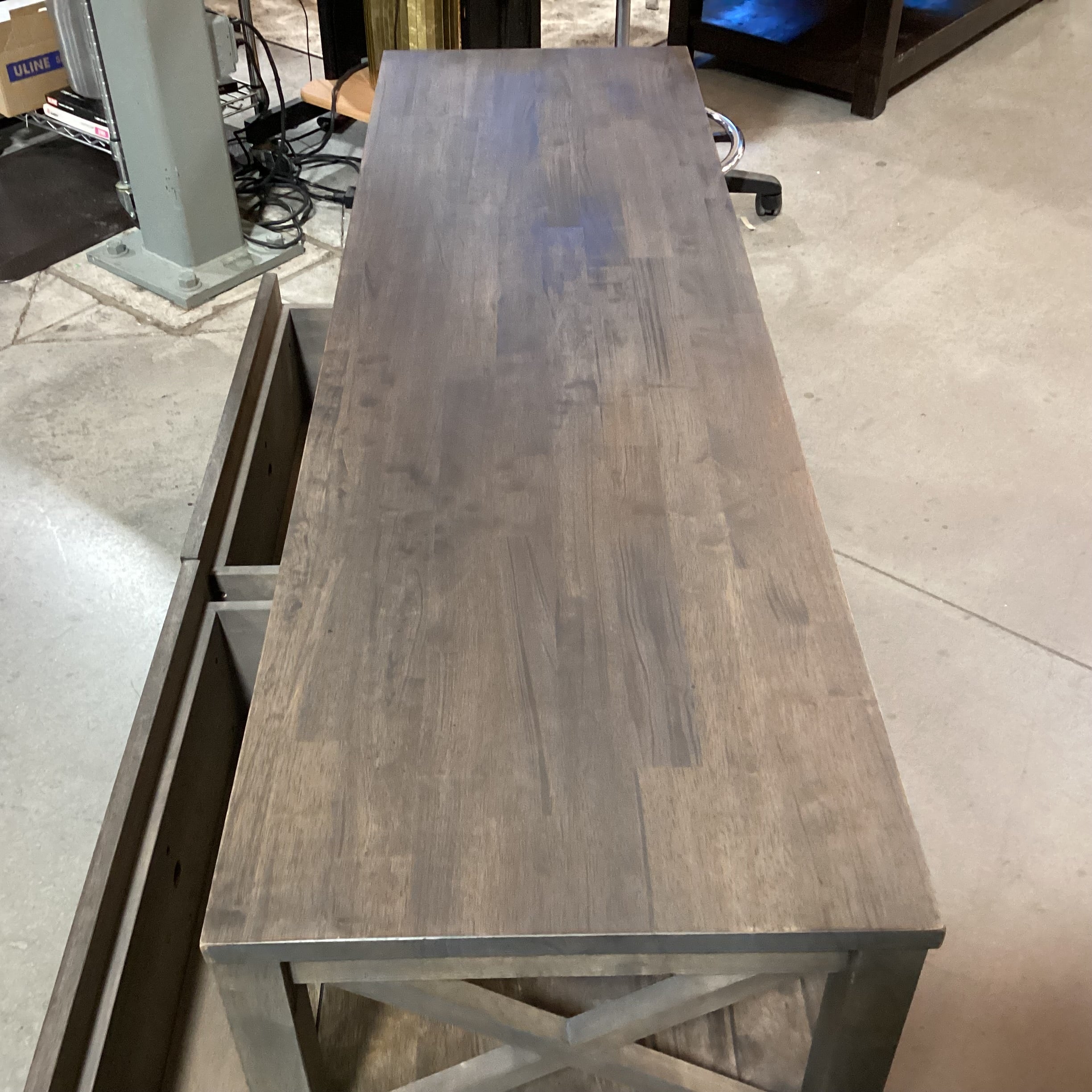 Farm House Washed Grey 2 Drawer with Shelf Console 54"x 16"x 26"