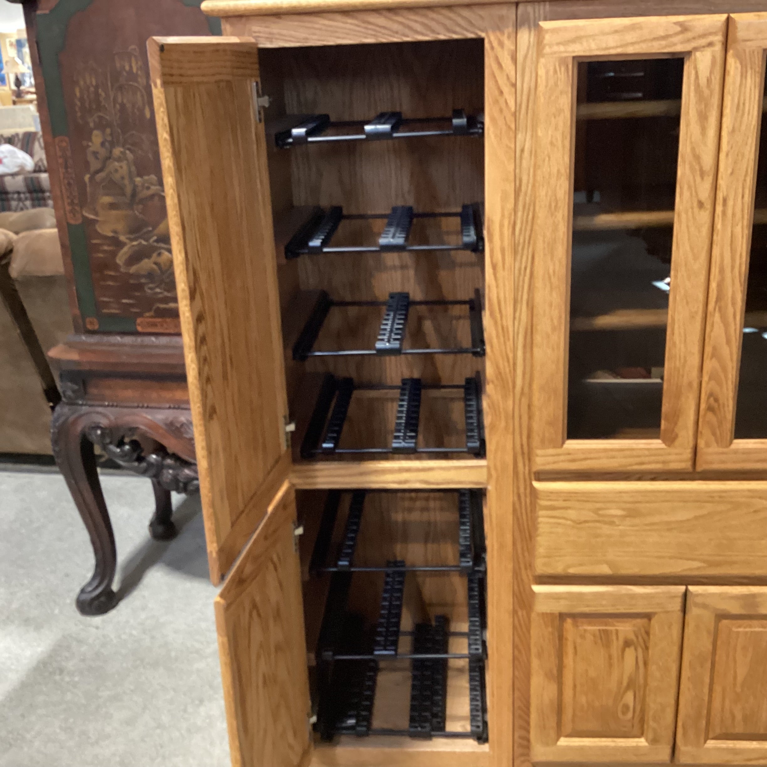 Woodleys Oak 5 Door with Shelves 1 Drawer Entertainment Cabinet 47"x 20"x 63.5"