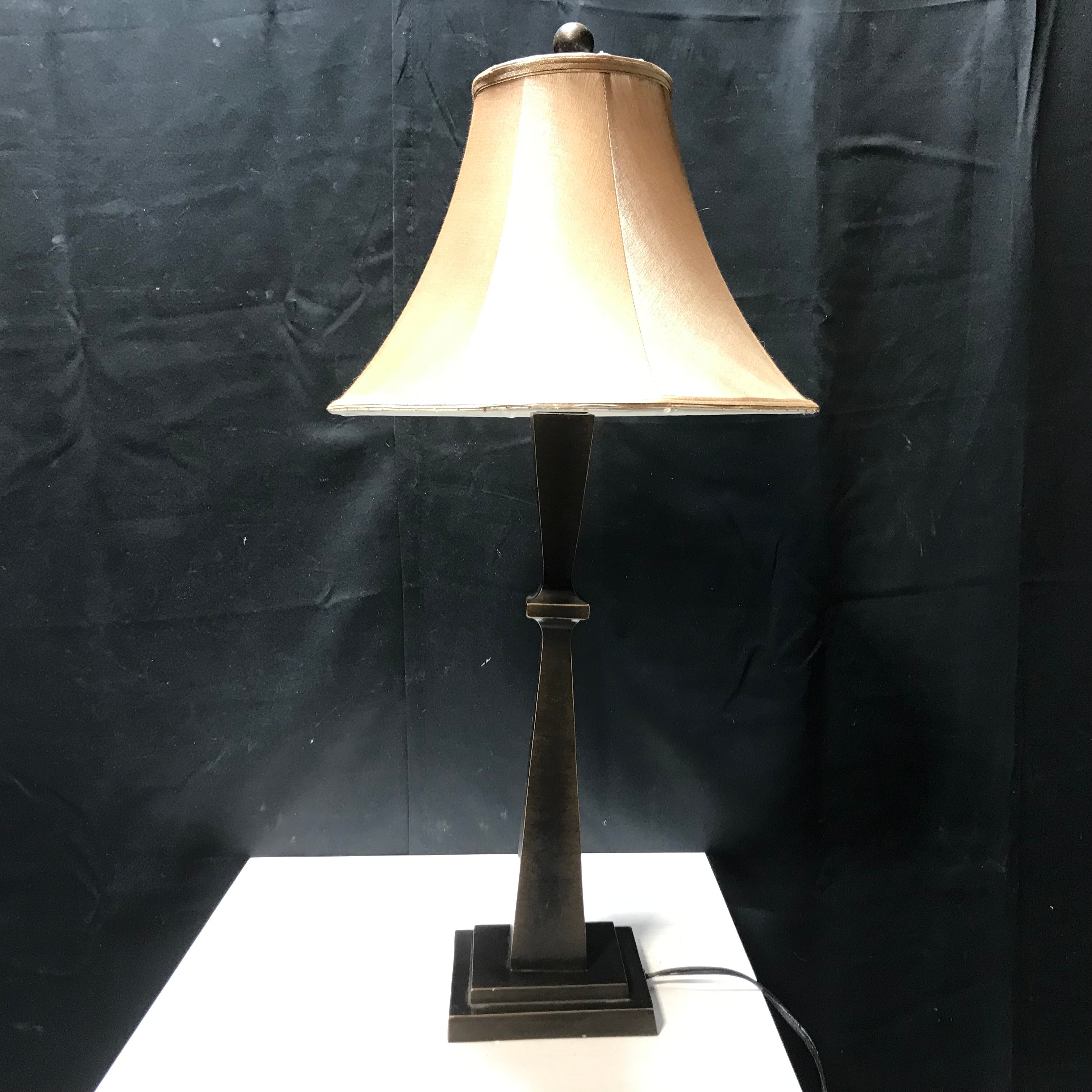 Sweeping Bronze Look, Metal Table Lamp, Base 6.5" Height 30"