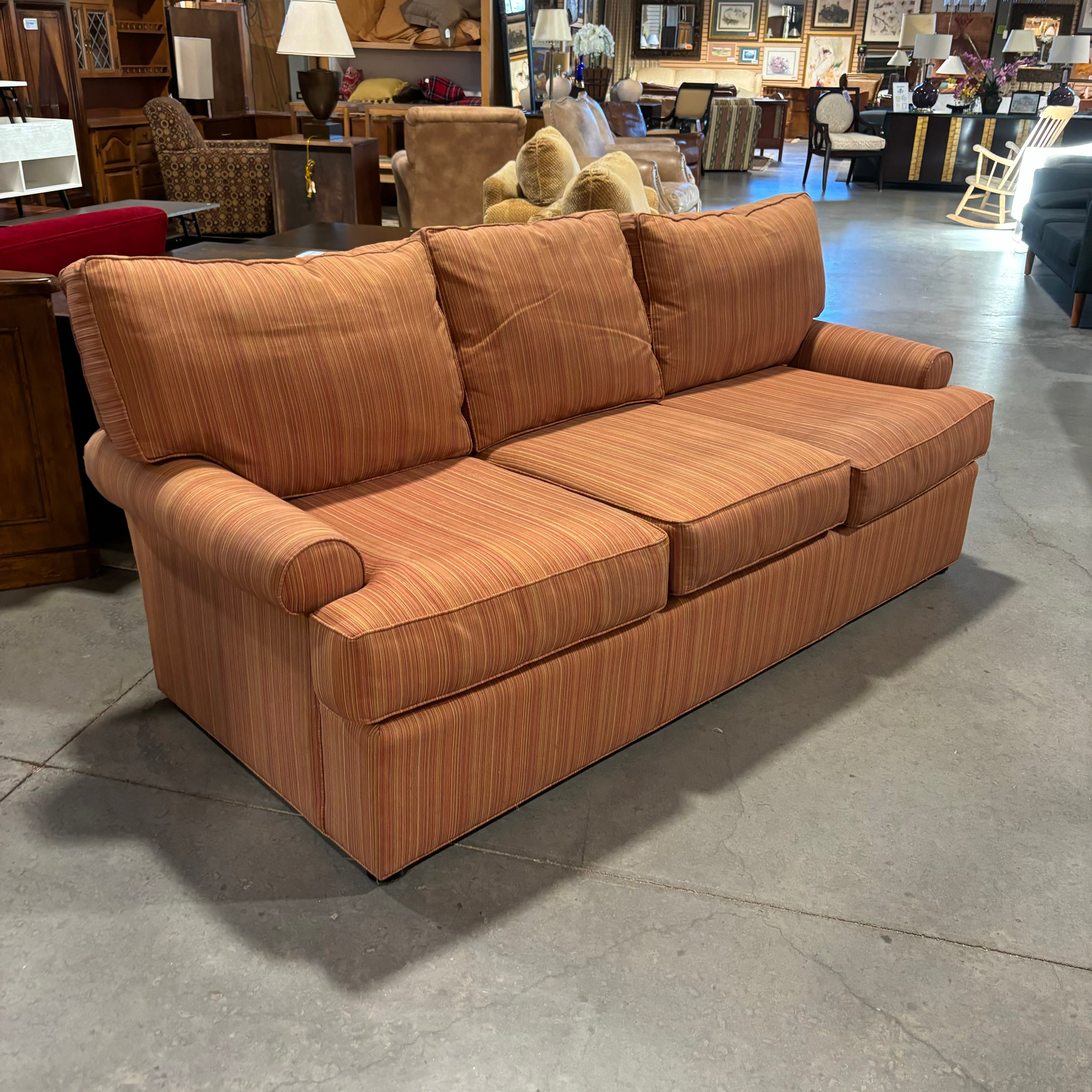 Thomasville Furniture Vintage Red Orange Green Multi Woven Sofa 84"x 40"x 29"