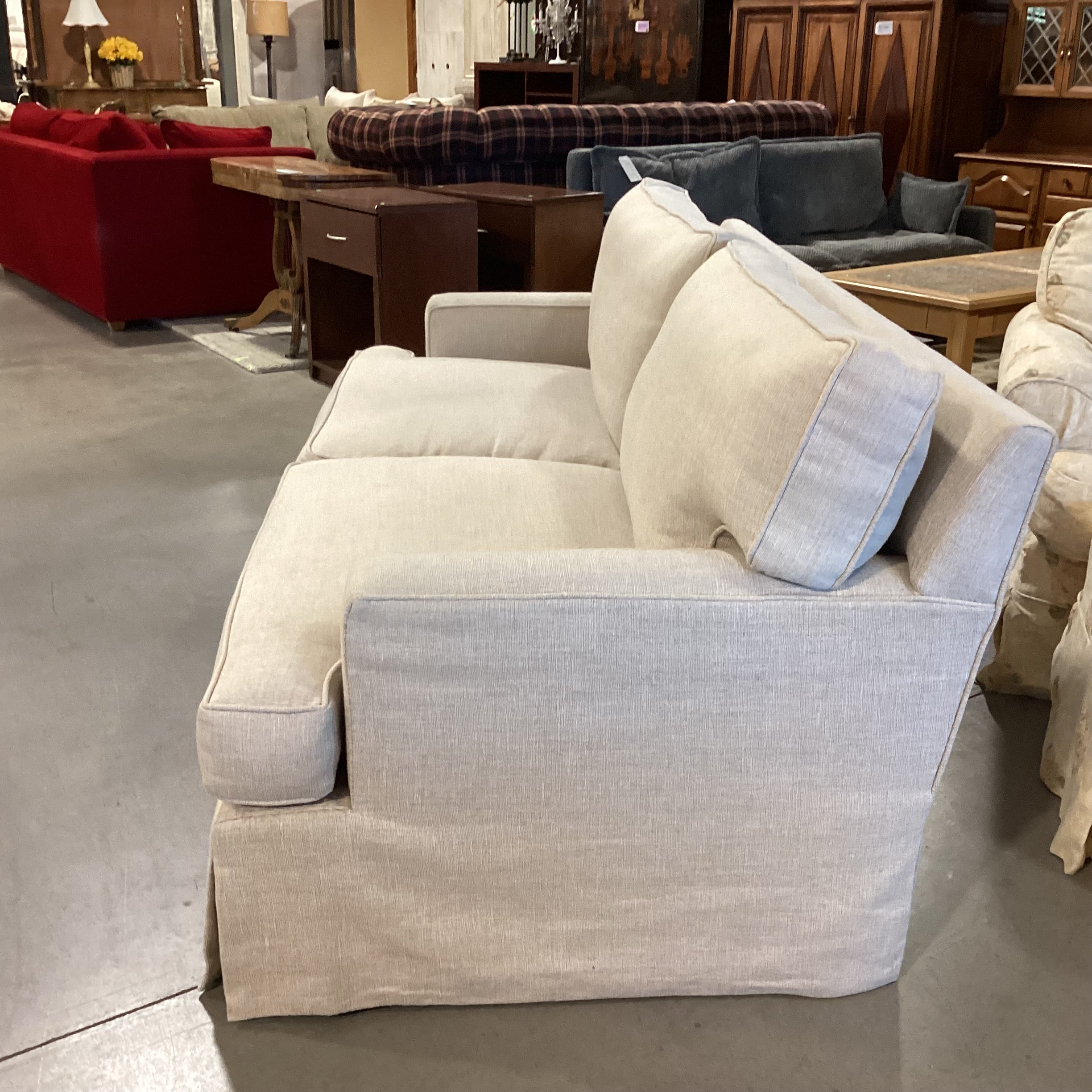 Barclay Buttera Home Los Angeles Oatmeal Heavy Texture Woven Down Mix Custom Sofa 85"x 41"x 32"