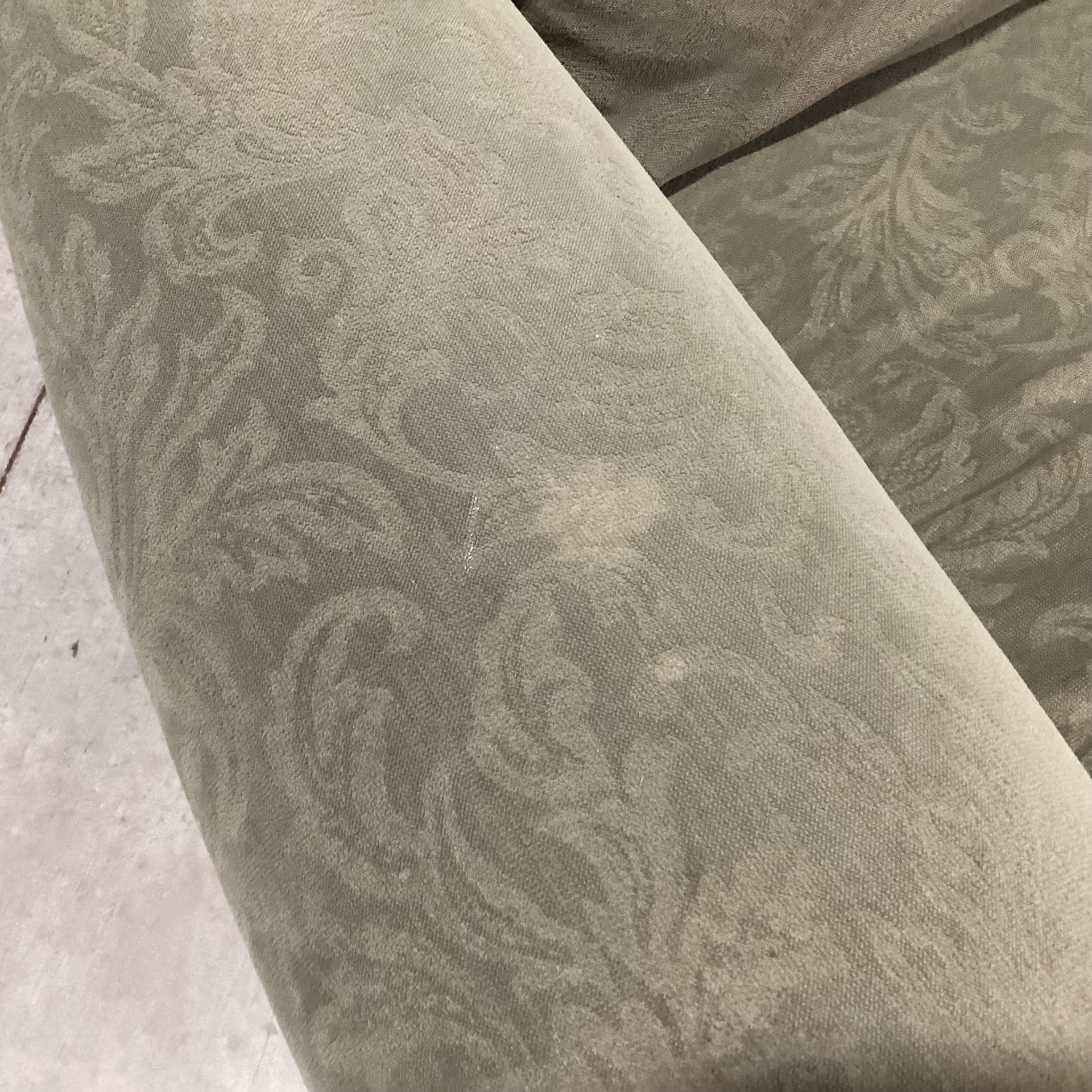 Sage Raised Scroll Floral & Nailhead Chair 50"x 39"x 30"