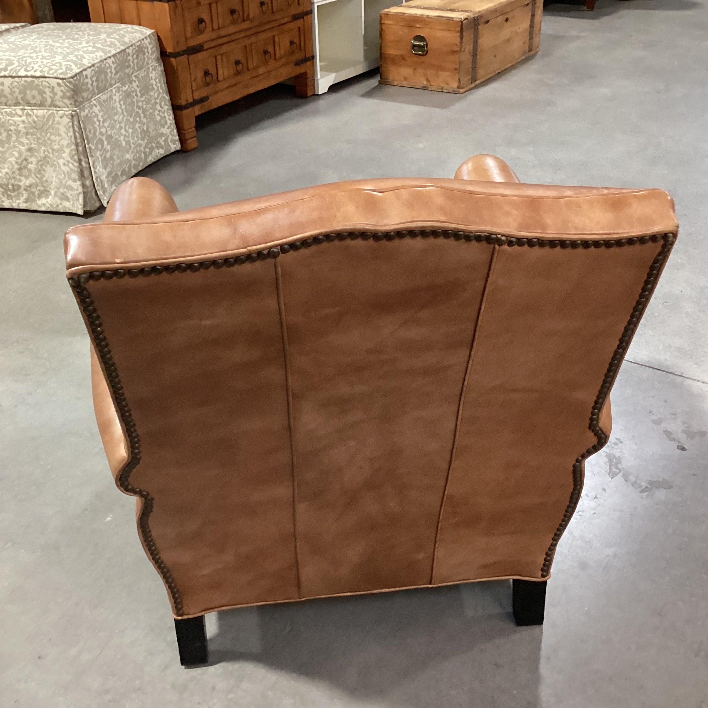 Lee Industries Leather with Back Nailhead Club Chair 31"x 35"x 33"