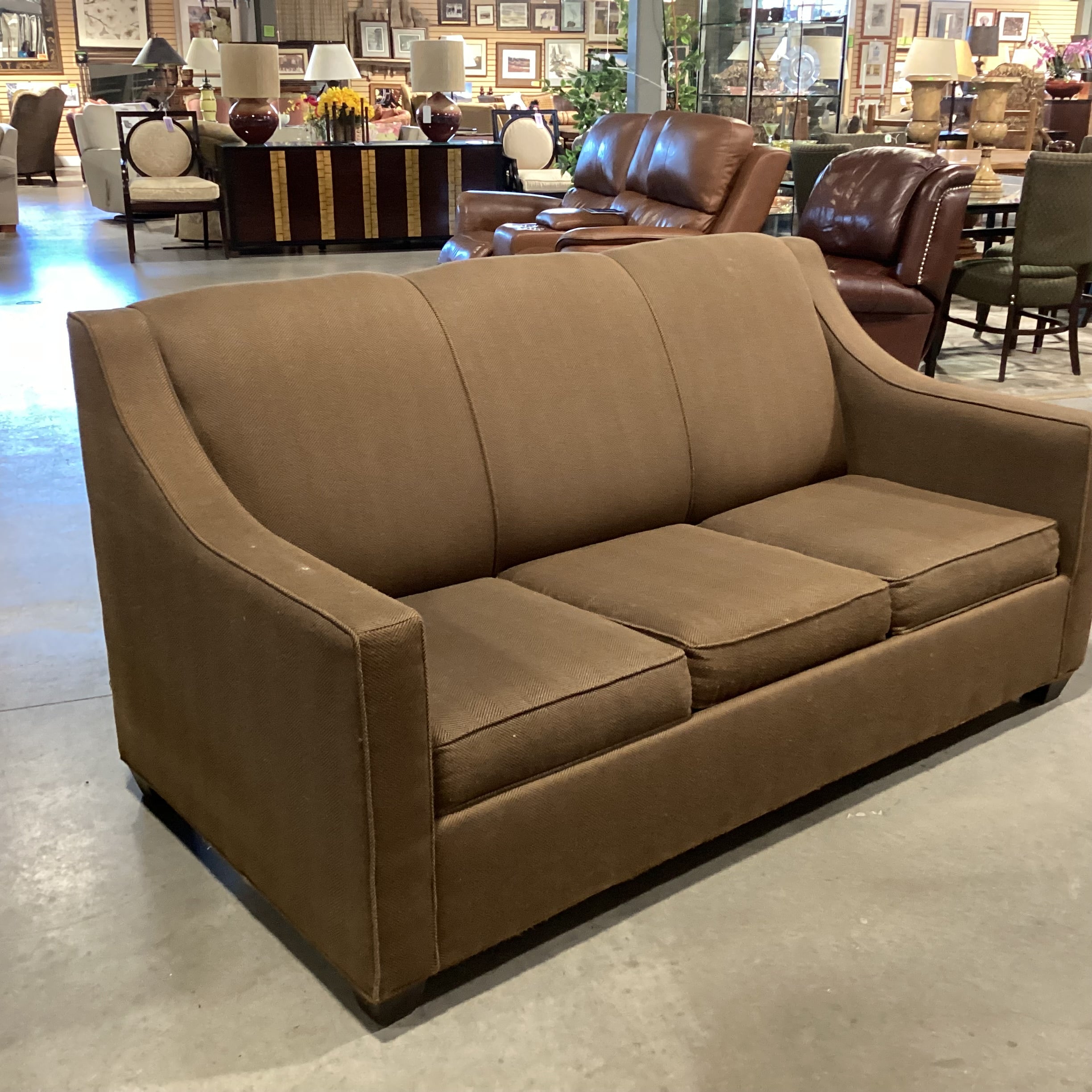 Brown Woven Slope Arm with Full Sleeper Sofa 70"x 36"x 36"