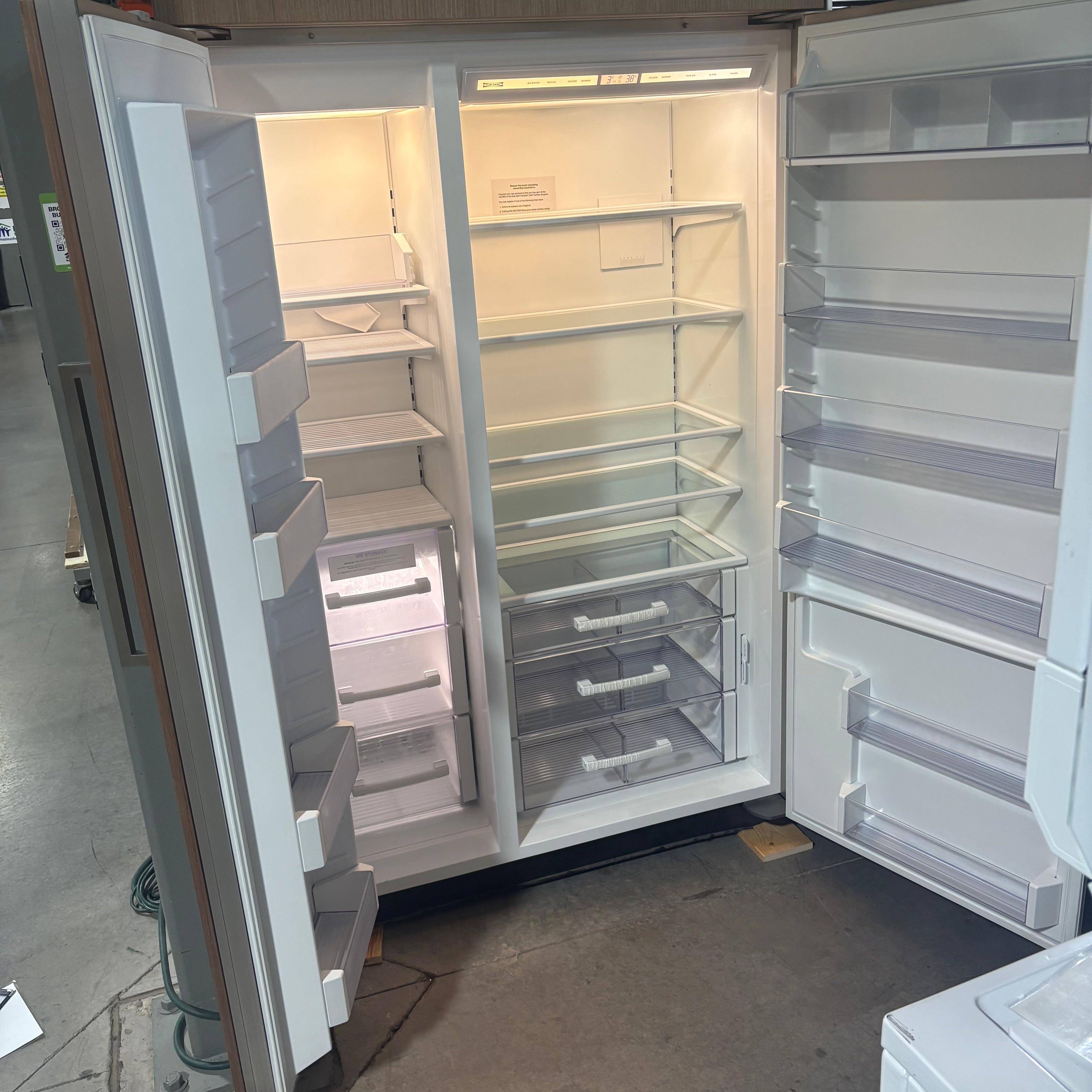 Sub-Zero BI 48 S/O 2009 Wood Paneled Doors Side-By-Side Refrigerator 48"x 26"x 84"