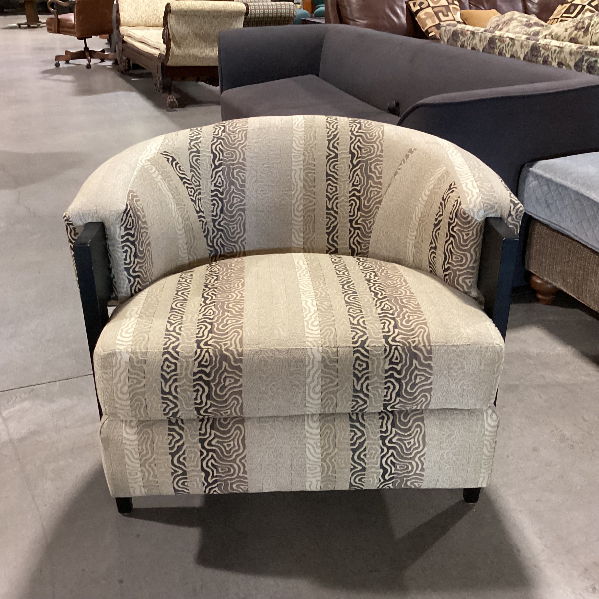 Interlude Home Kelsey Gold & Browns Design & Dark Finish Wood Modern Curve Back Chair 37"x 35"x 31"