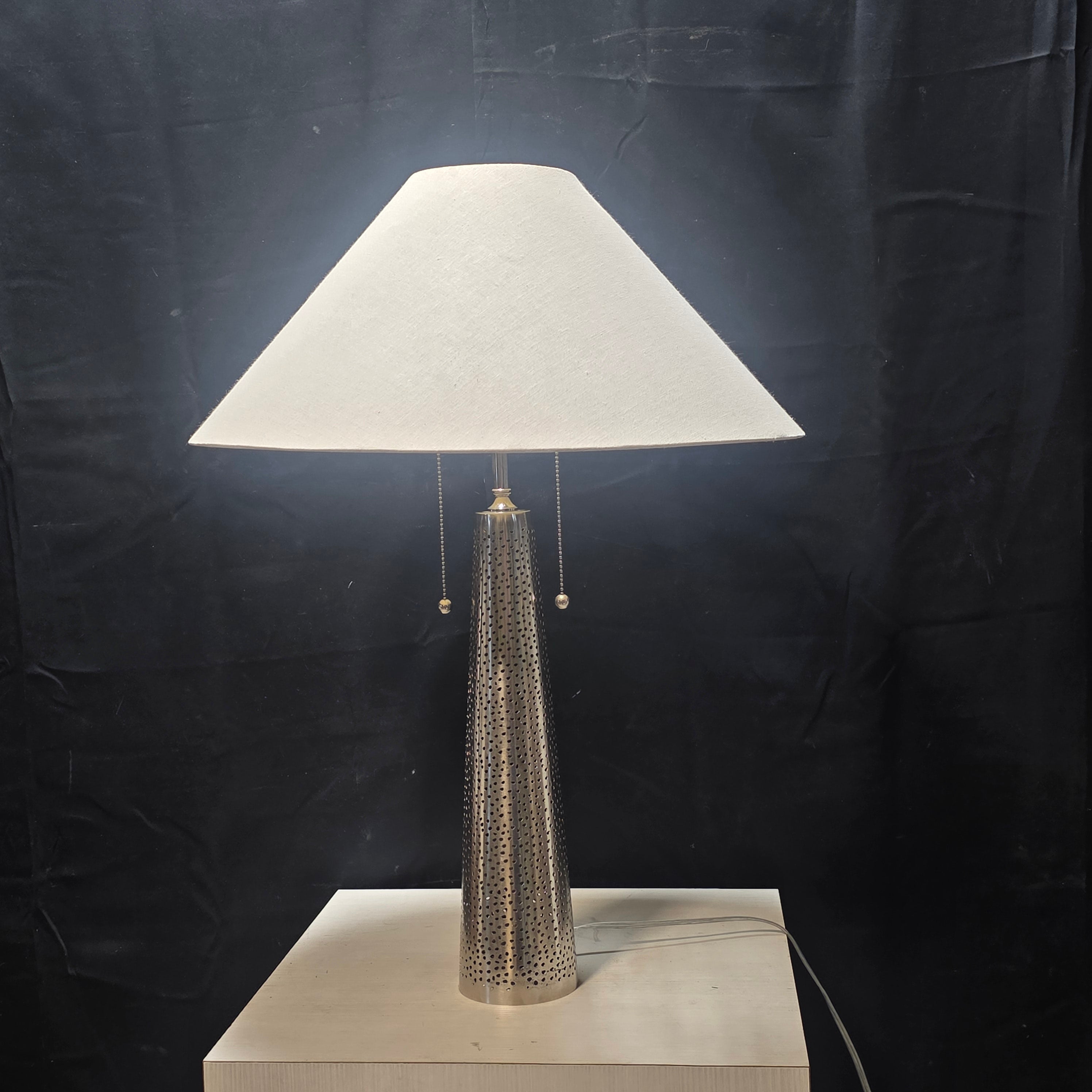 Arterois Hand Hammered Silver Metal Table Lamp Made in India 22"Dx32"