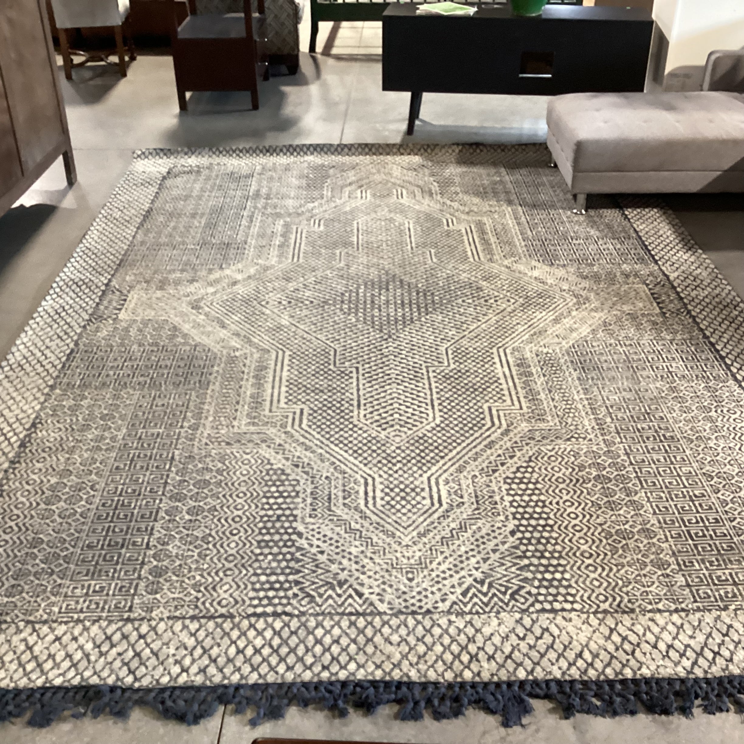 West Elm Indra Flatweave Indigo & Cream Viscose & Cotton Rug 9'x 12'