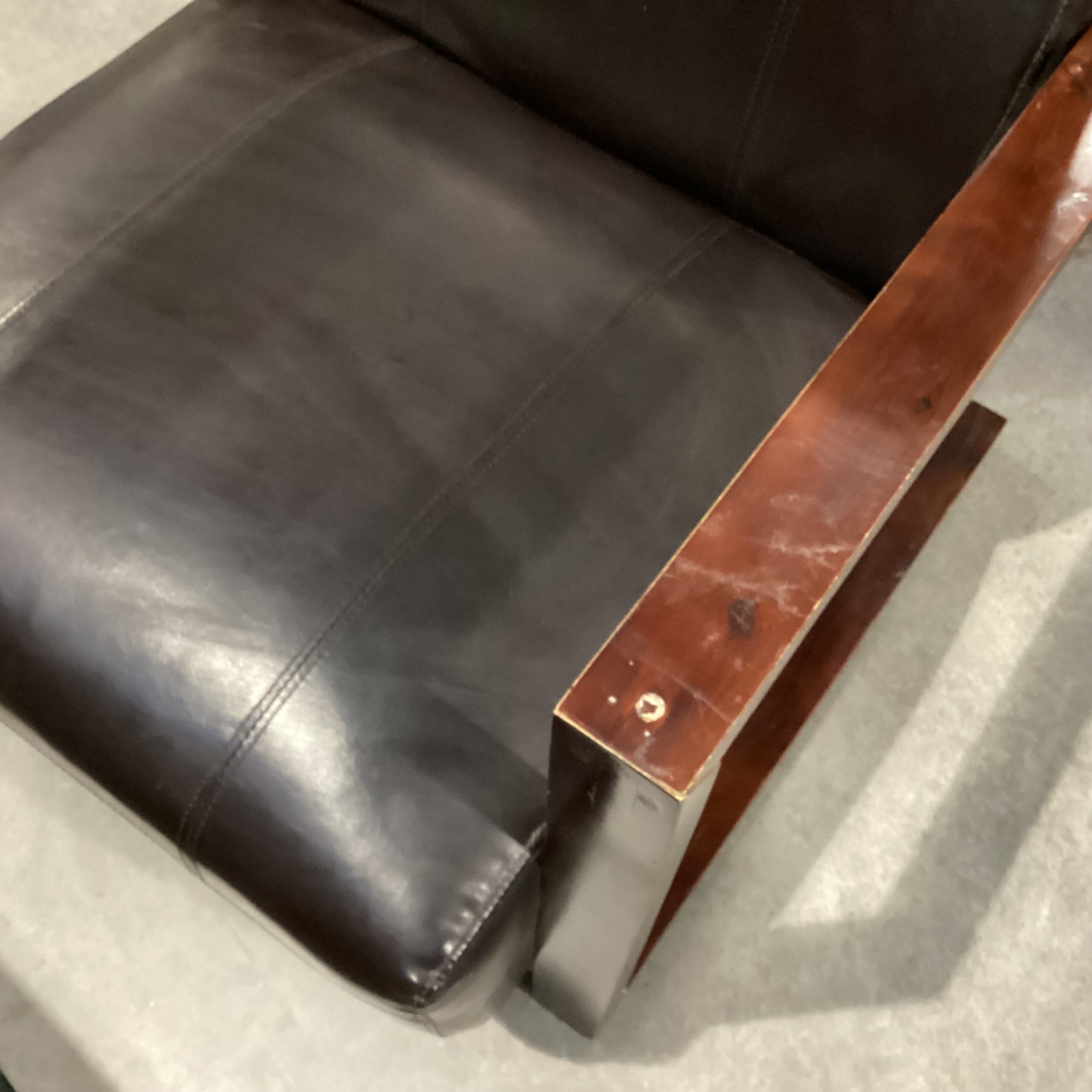 Faux Leather & Wood Chair 28"x 30"x 34"