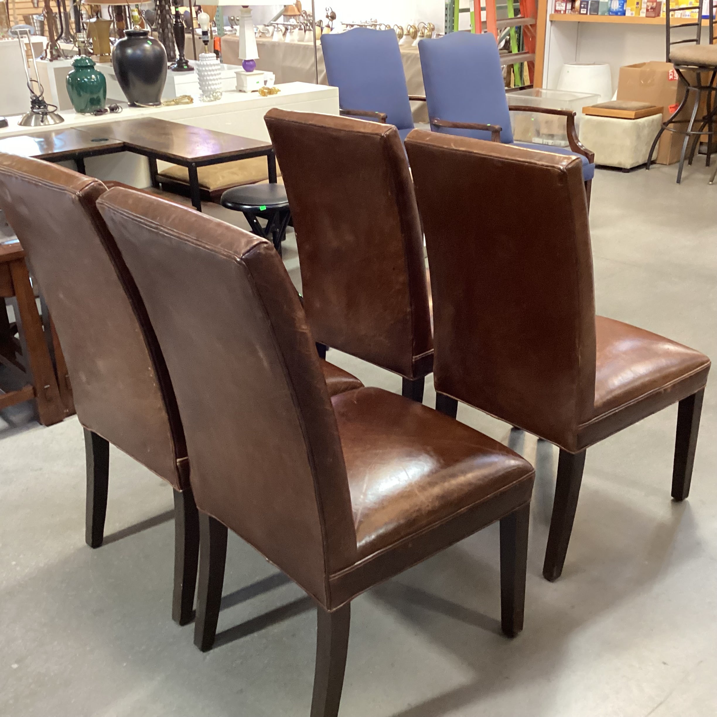 SET of 4 Restoration Hardware Distressed Leather Dining Chairs 21"x 24"x 42"