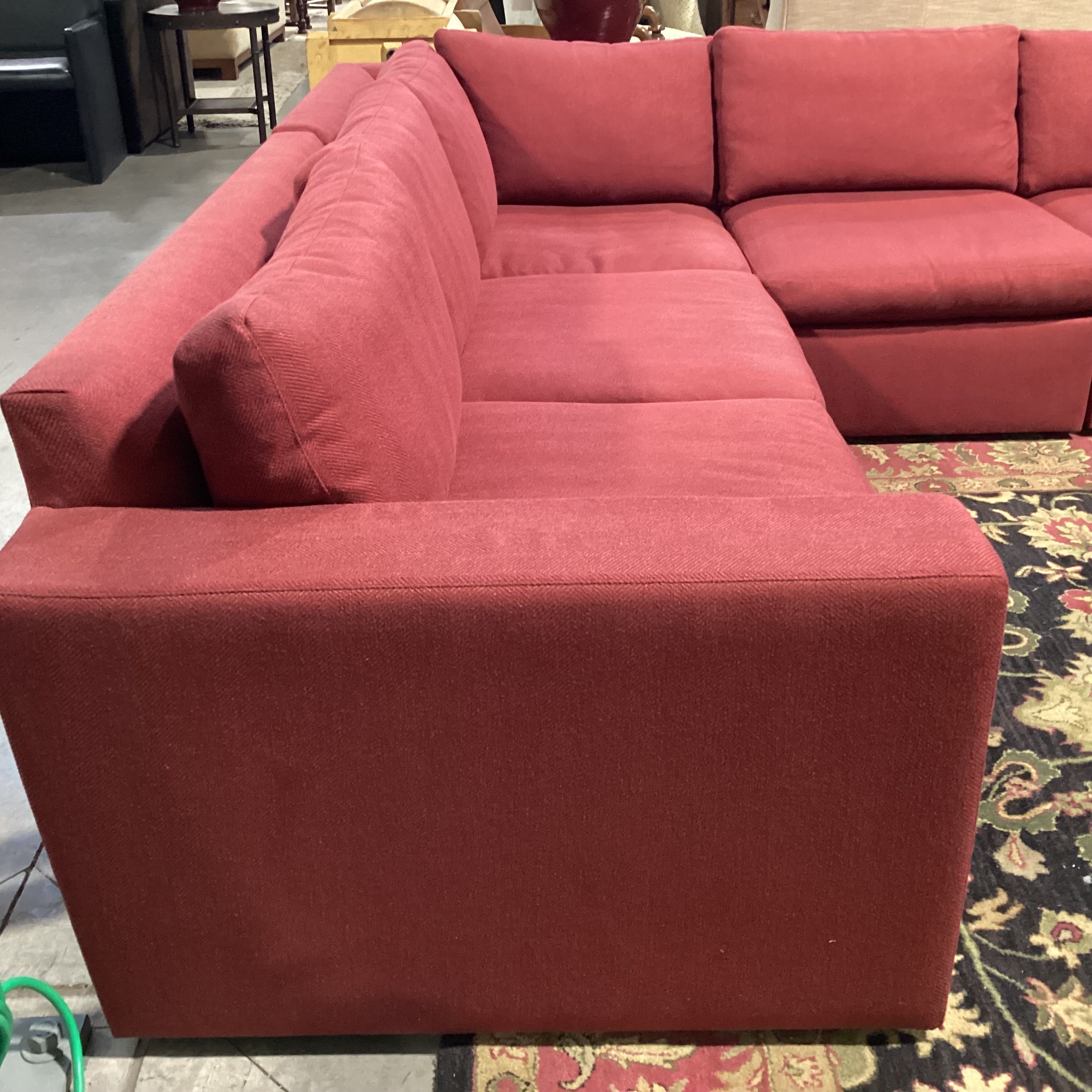 Ethan Allen Red Woven Feather Blend 4 Piece Sectional 131"x 102"x 38"x 28"