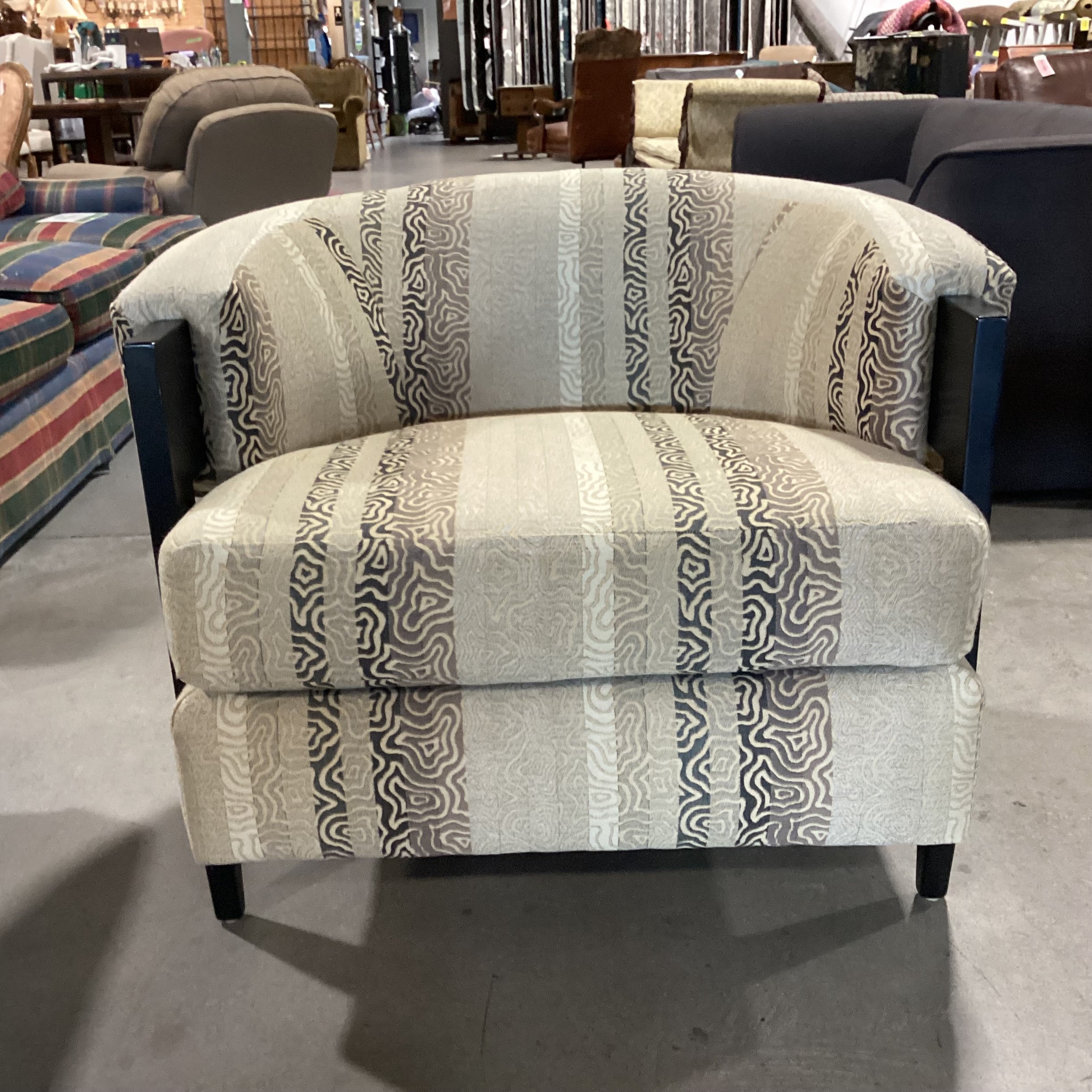 Interlude Home Kelsey Gold & Browns Design & Dark Finish Wood Modern Curve Back Chair 37"x 35"x 31"