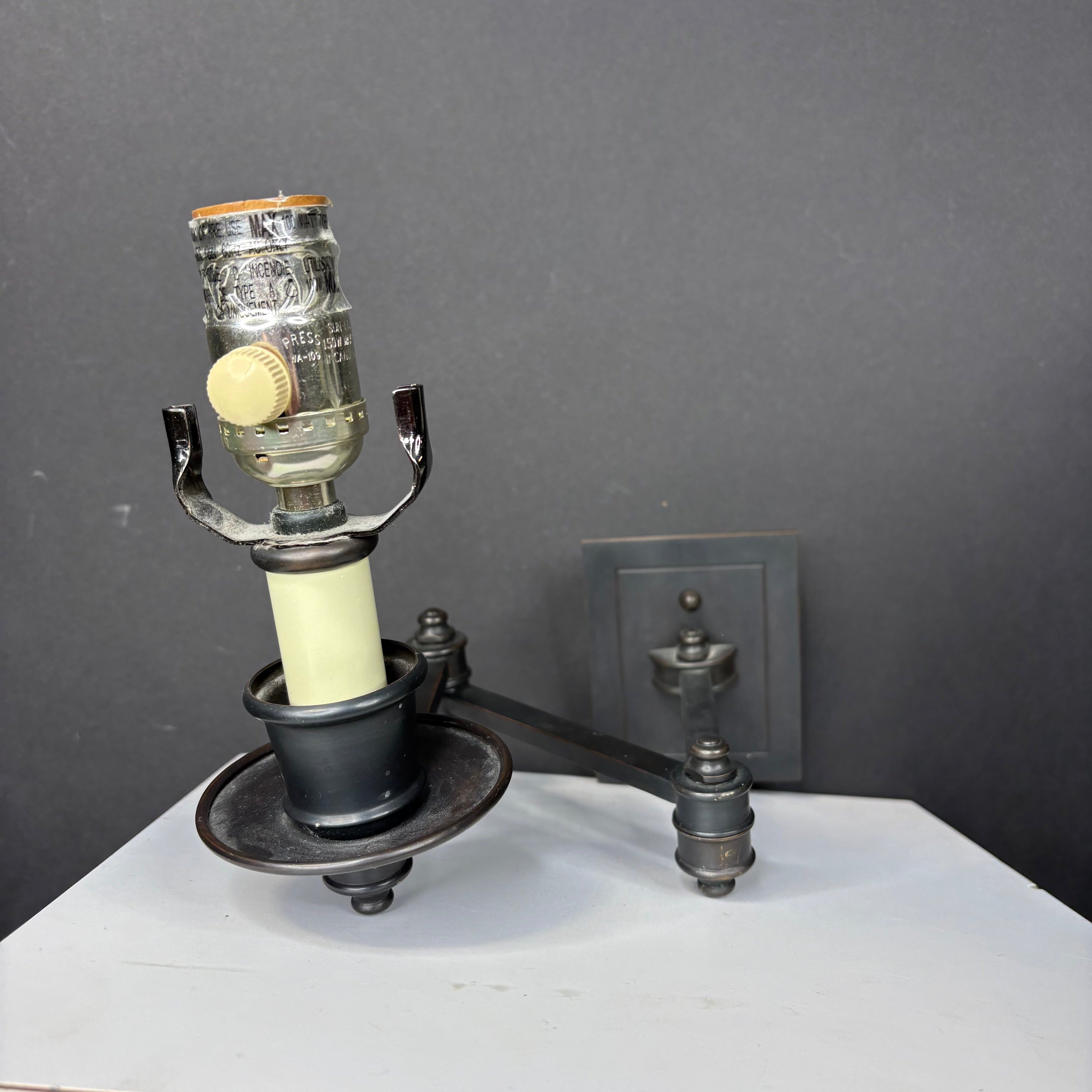 Ann Morris St. James Style 1-Light Dark Bronze Swing Arm Wall Sconce 3.5”x 8”x 18”