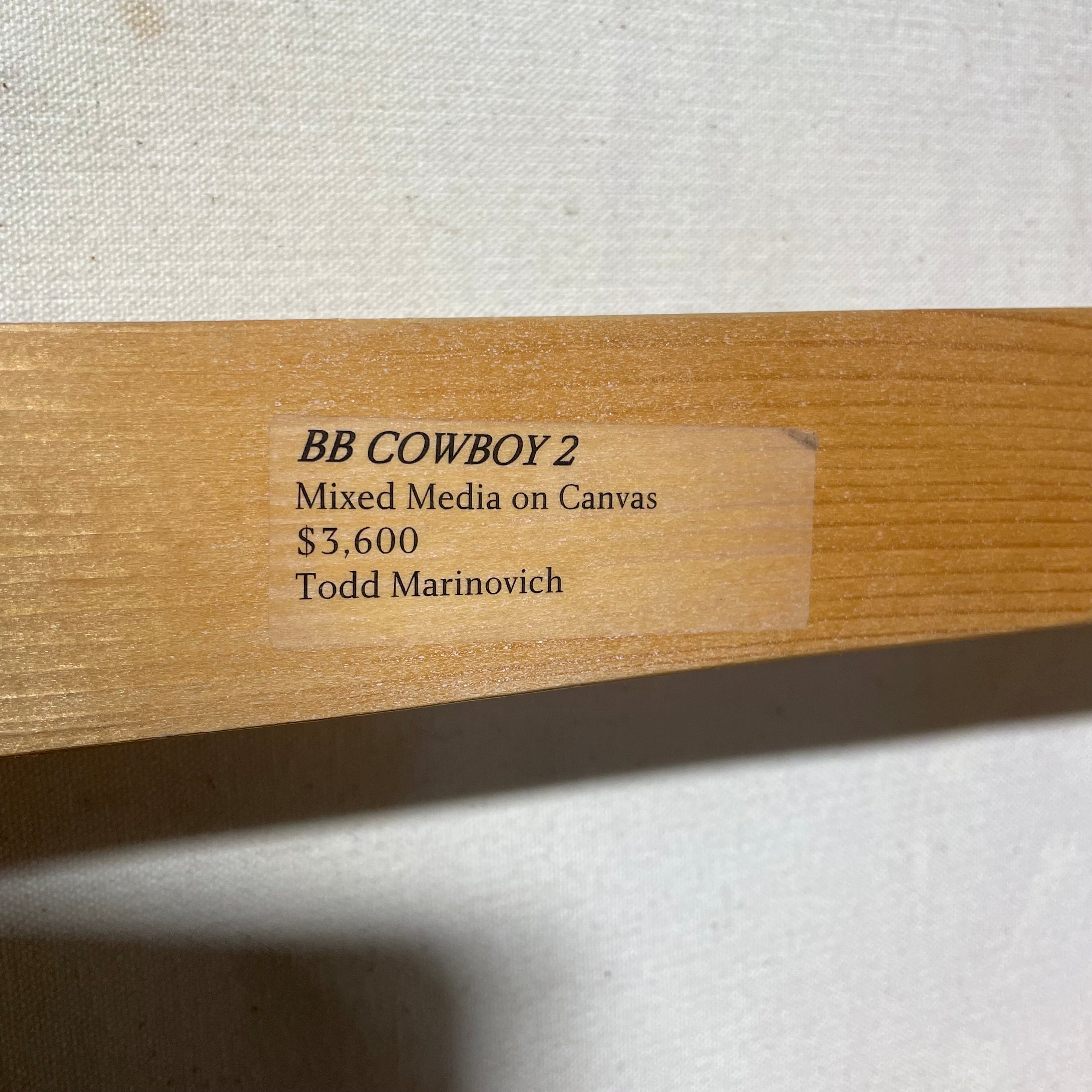 Todd Marinovich Signed "BB Cowboy 2" Original Mixed Media Canvas Painting  37" x 71"