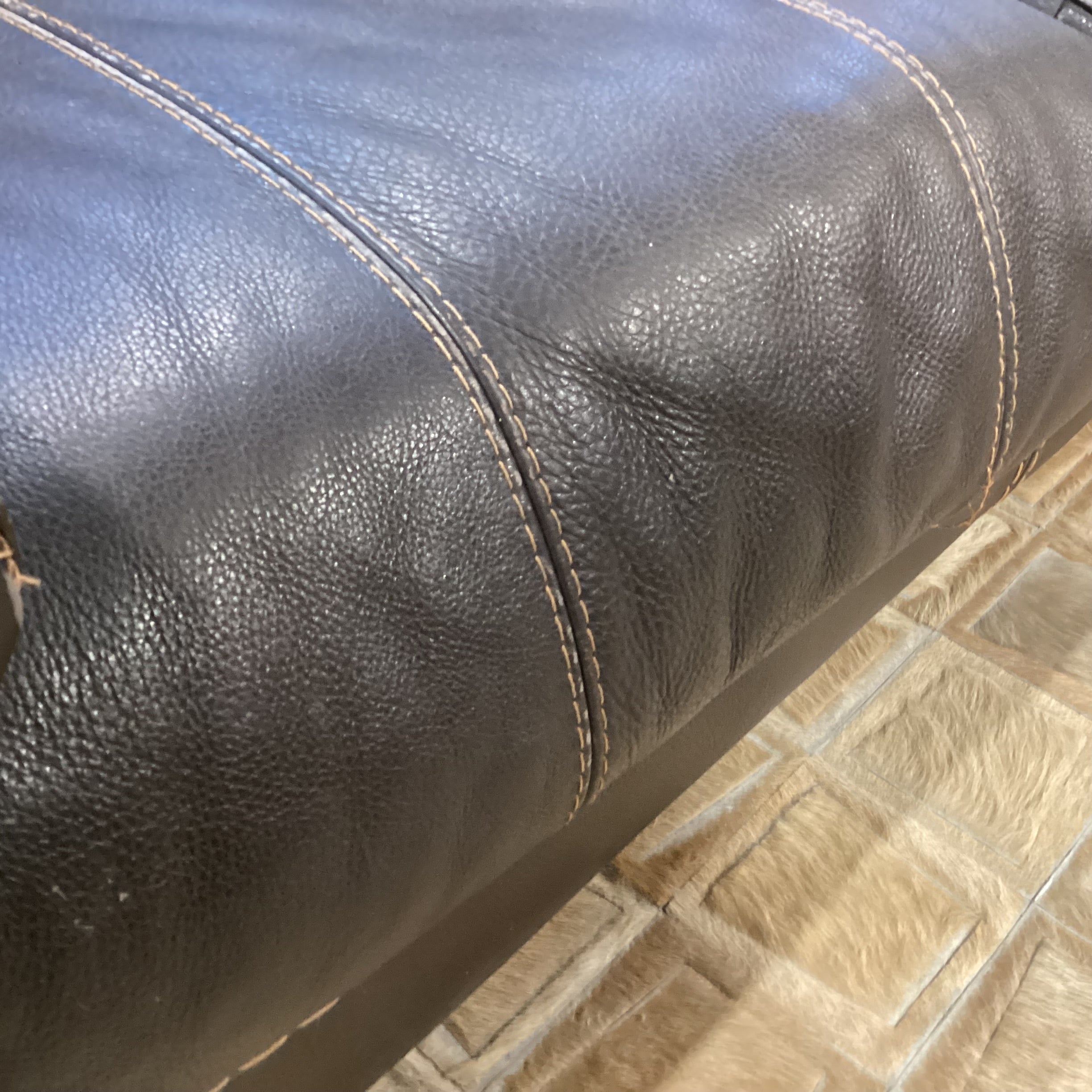 Textured Leather with Stitching Detail Loveseat Sofa 74"x 41"x 26"