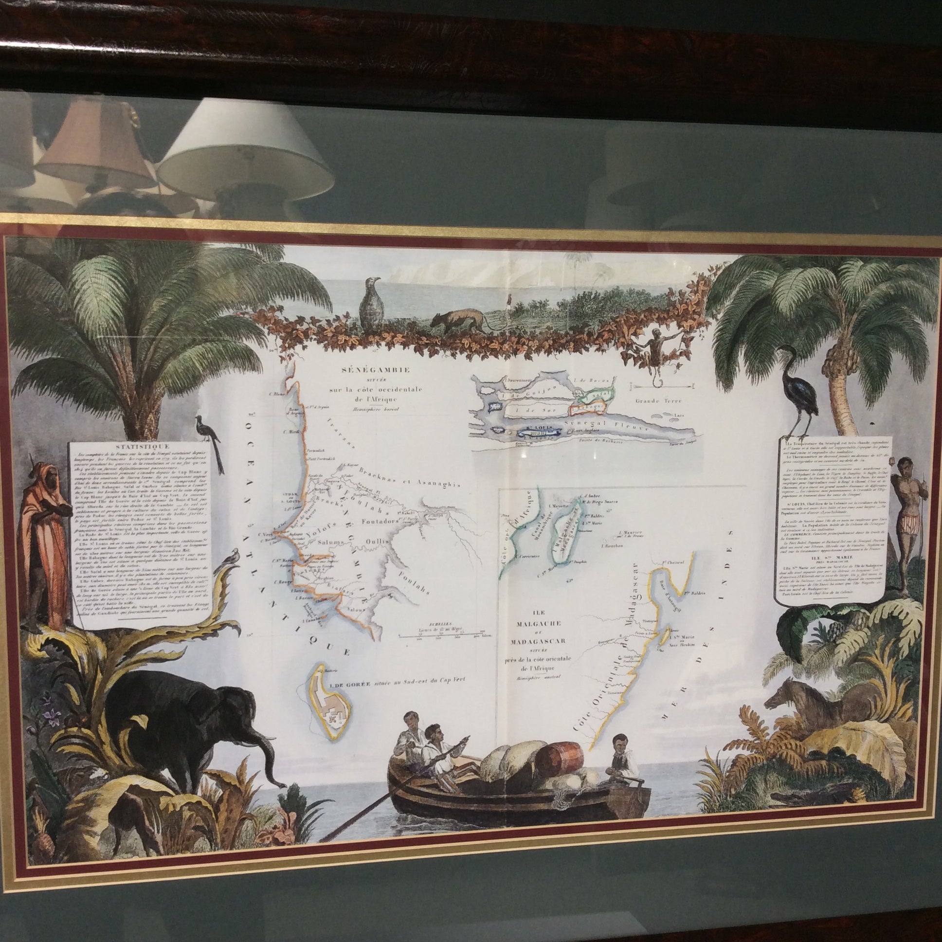 Senegal And Madagascar 1852 Victor Levasseur Map Print In Faux Wood Frame 34 1/2" x 26"