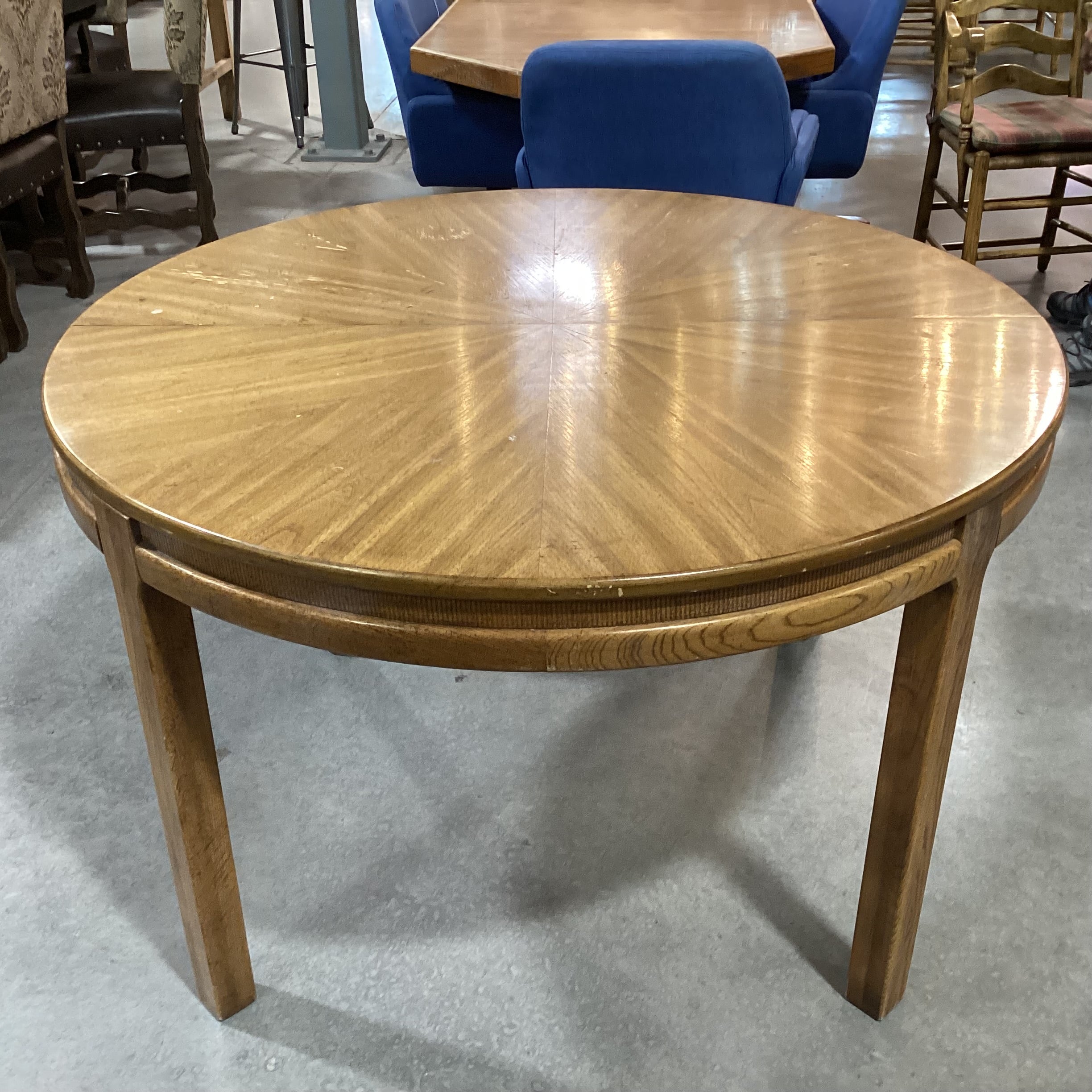 Round Wood & Veneer with Woven Edge Detail Dining Table 48" Diameter x 30"