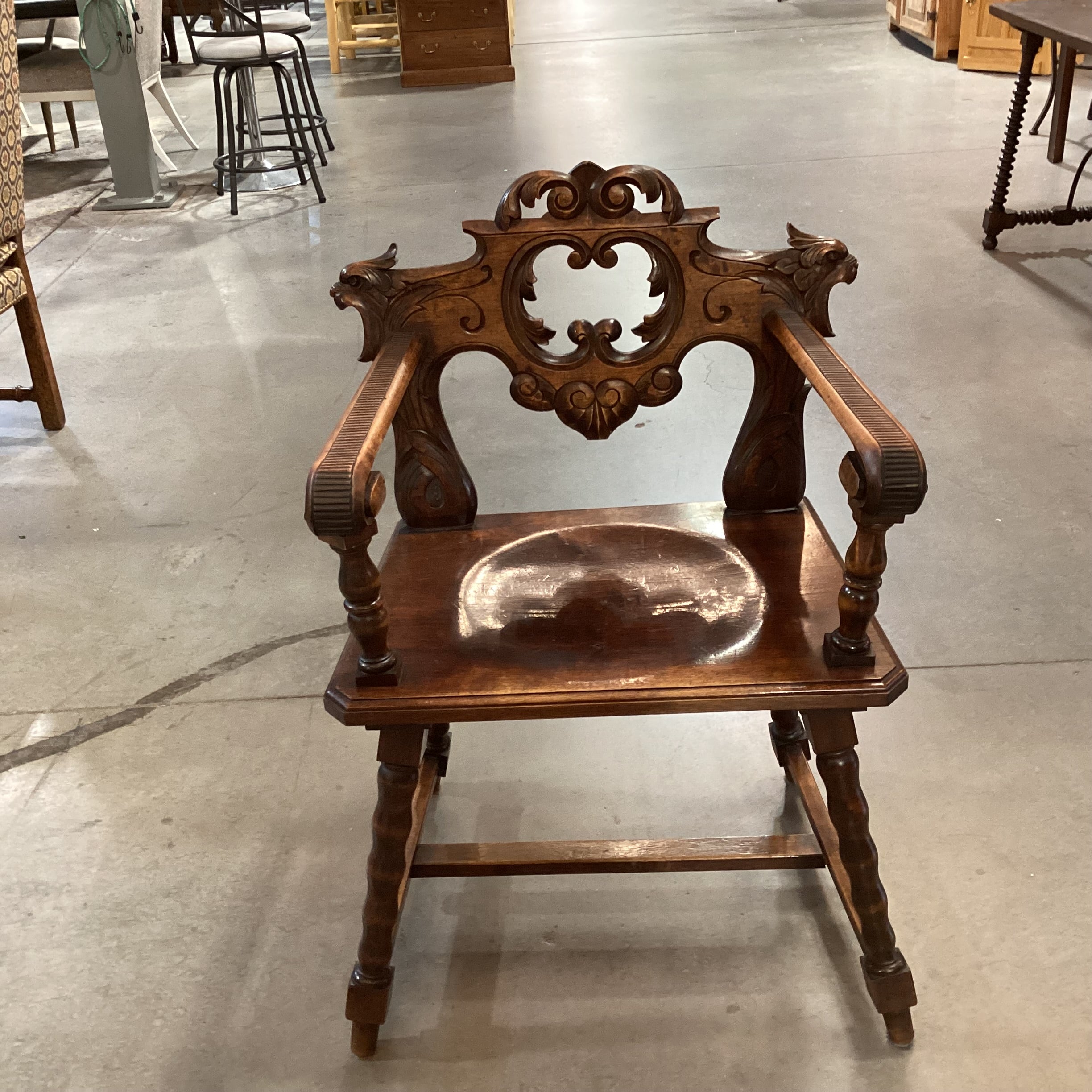 Vintage Ornate Carved Wood Chair 25"x 21"x 36"