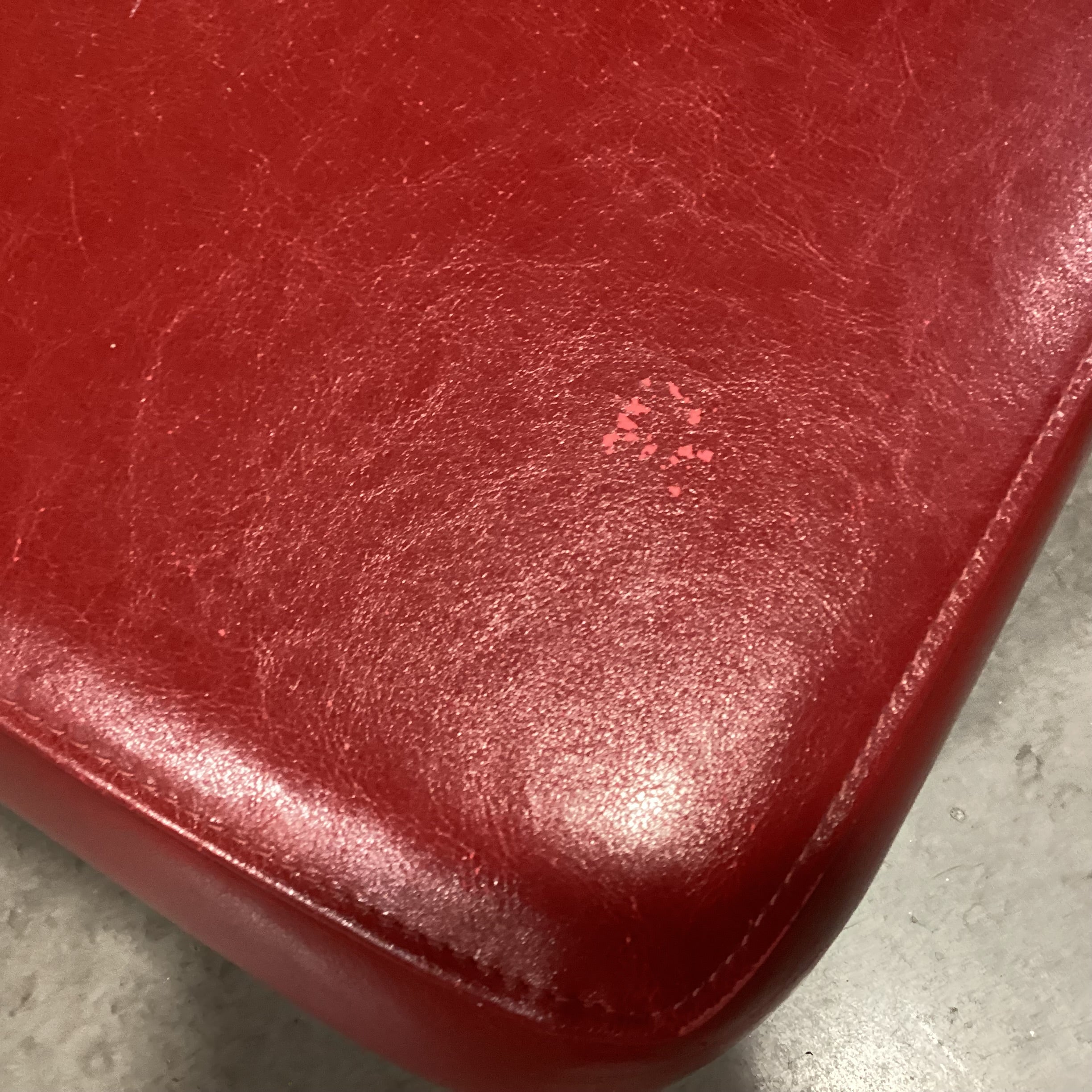 Red Leather Ottoman 21"x 21"x 16"