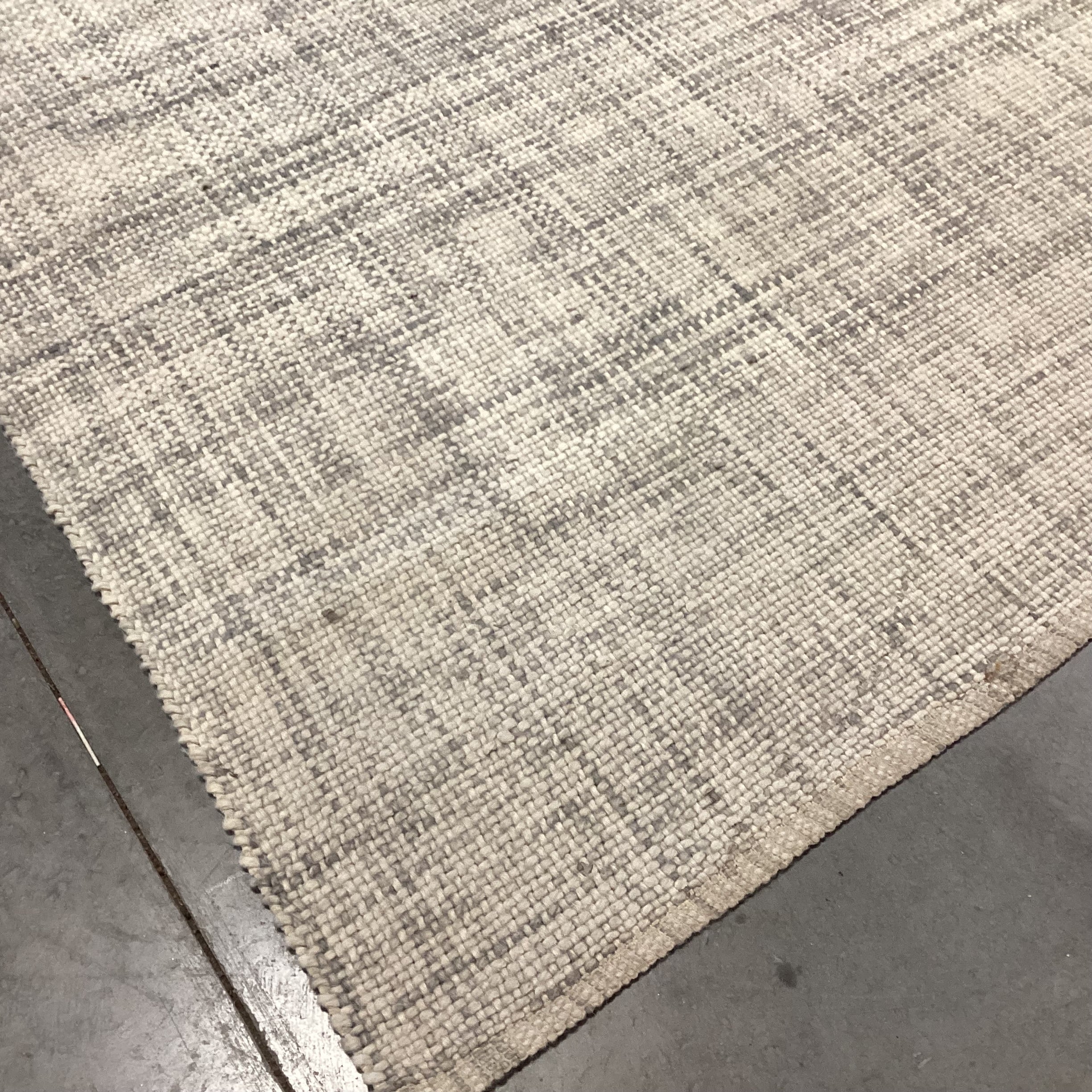 West Elm Cream Grey Blue Heathered Basket Weave Wool Rug 10'x 14'