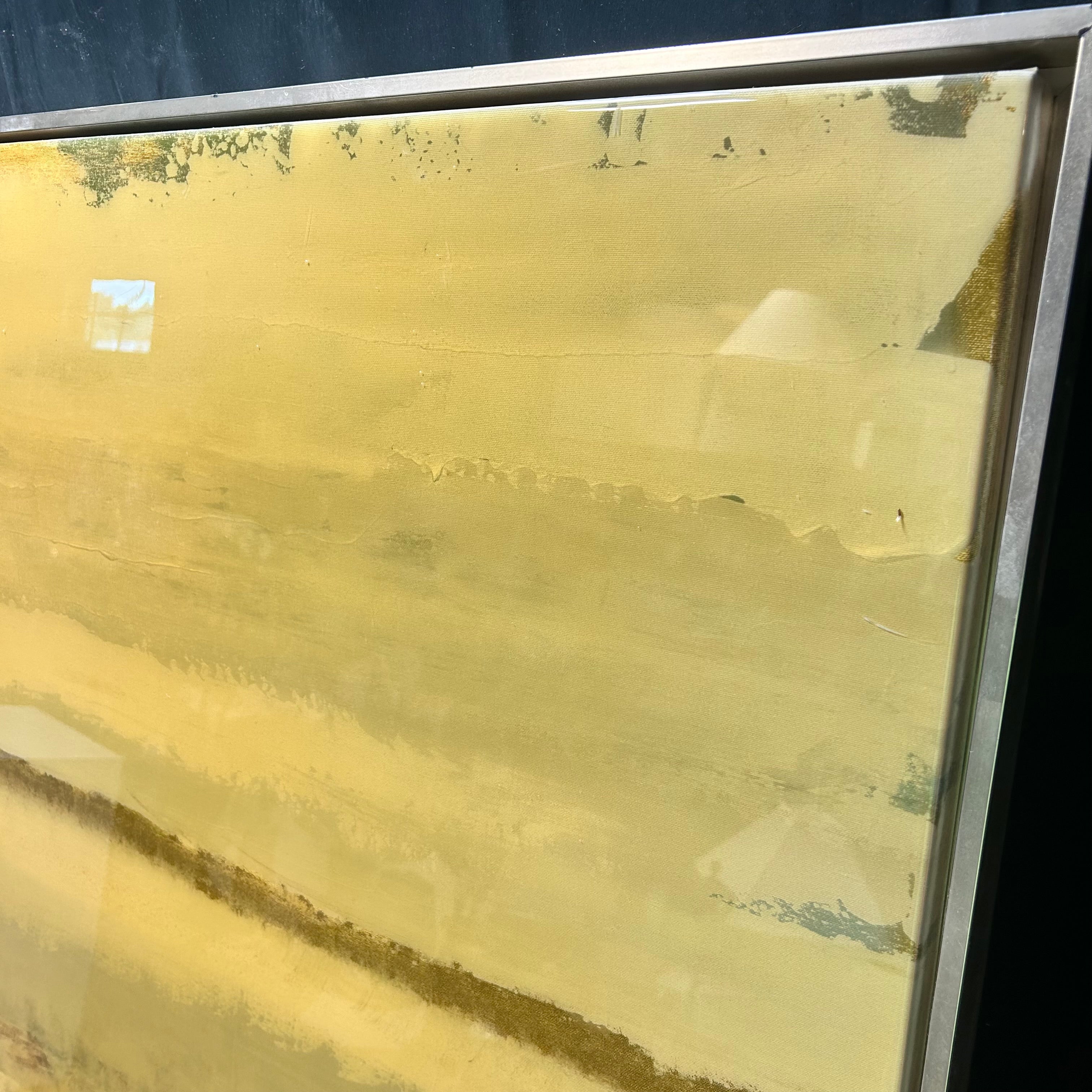 Large Abstract "Gold In The Sand II" Glass Coated Canvas 51.5"x 68"
