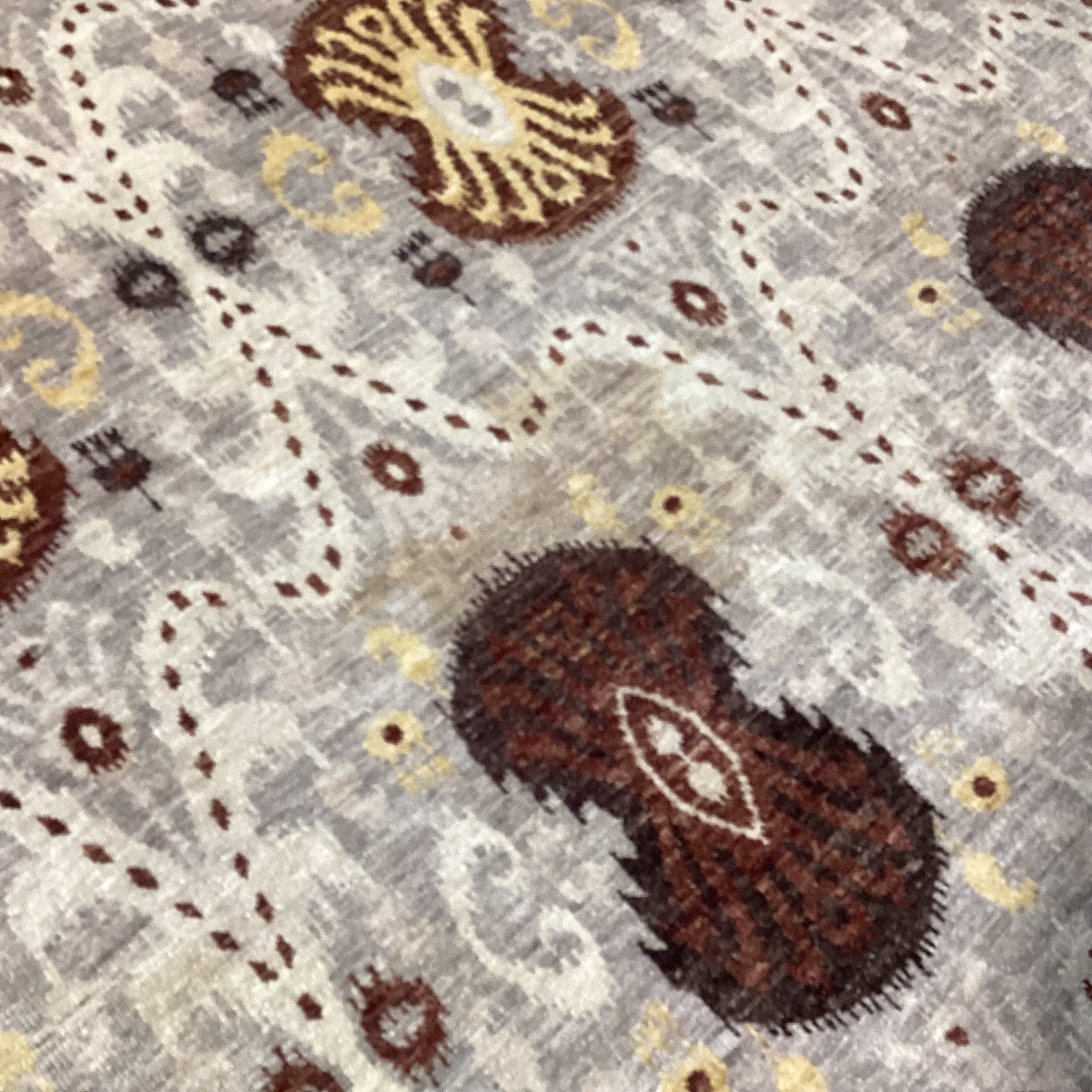 Cream Rust Brown Hand Woven Wool Rug 8'3"x 10'8"