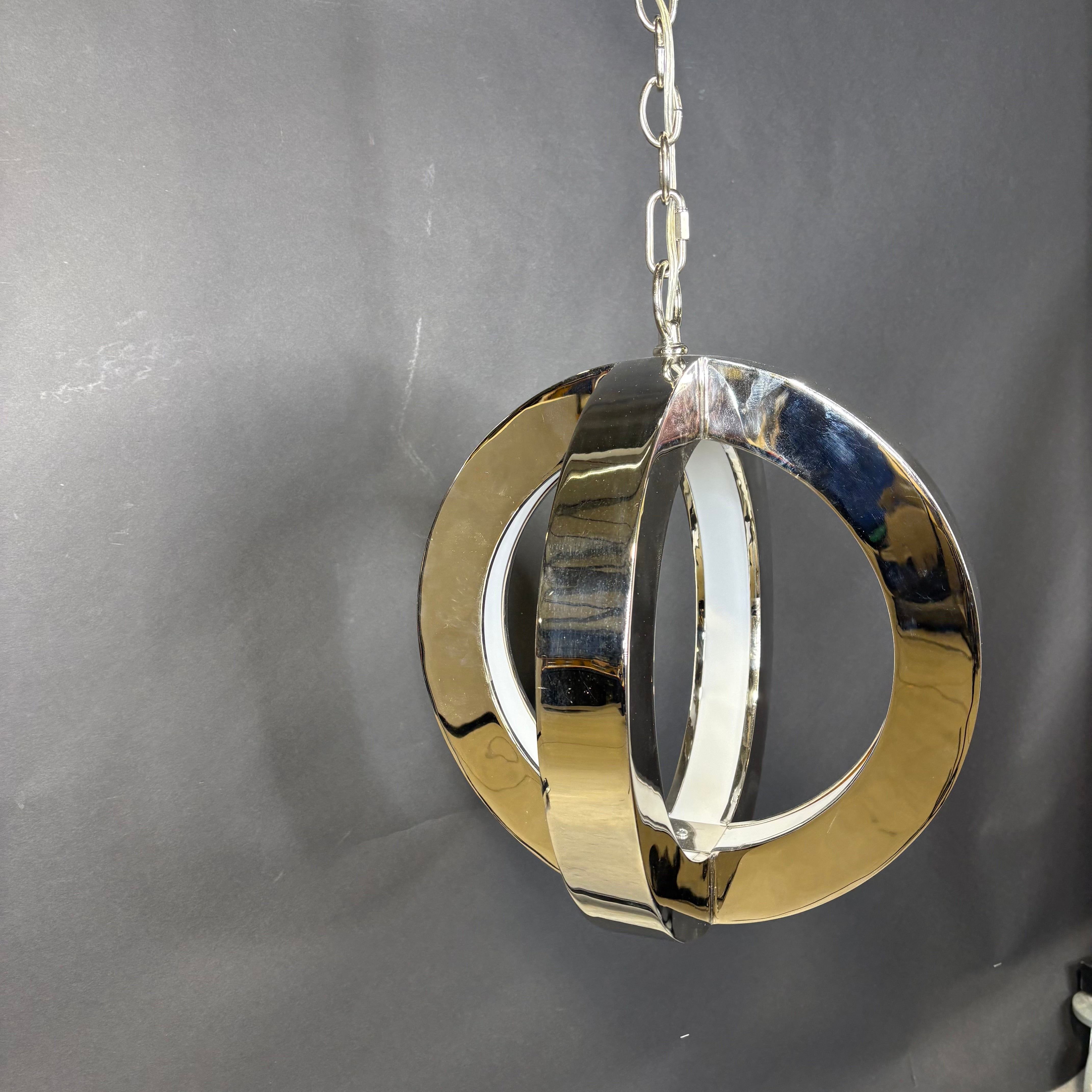 Modern 4-Light LED Chrome Sphere Ceiling Pendant 15” Diameter x 54“