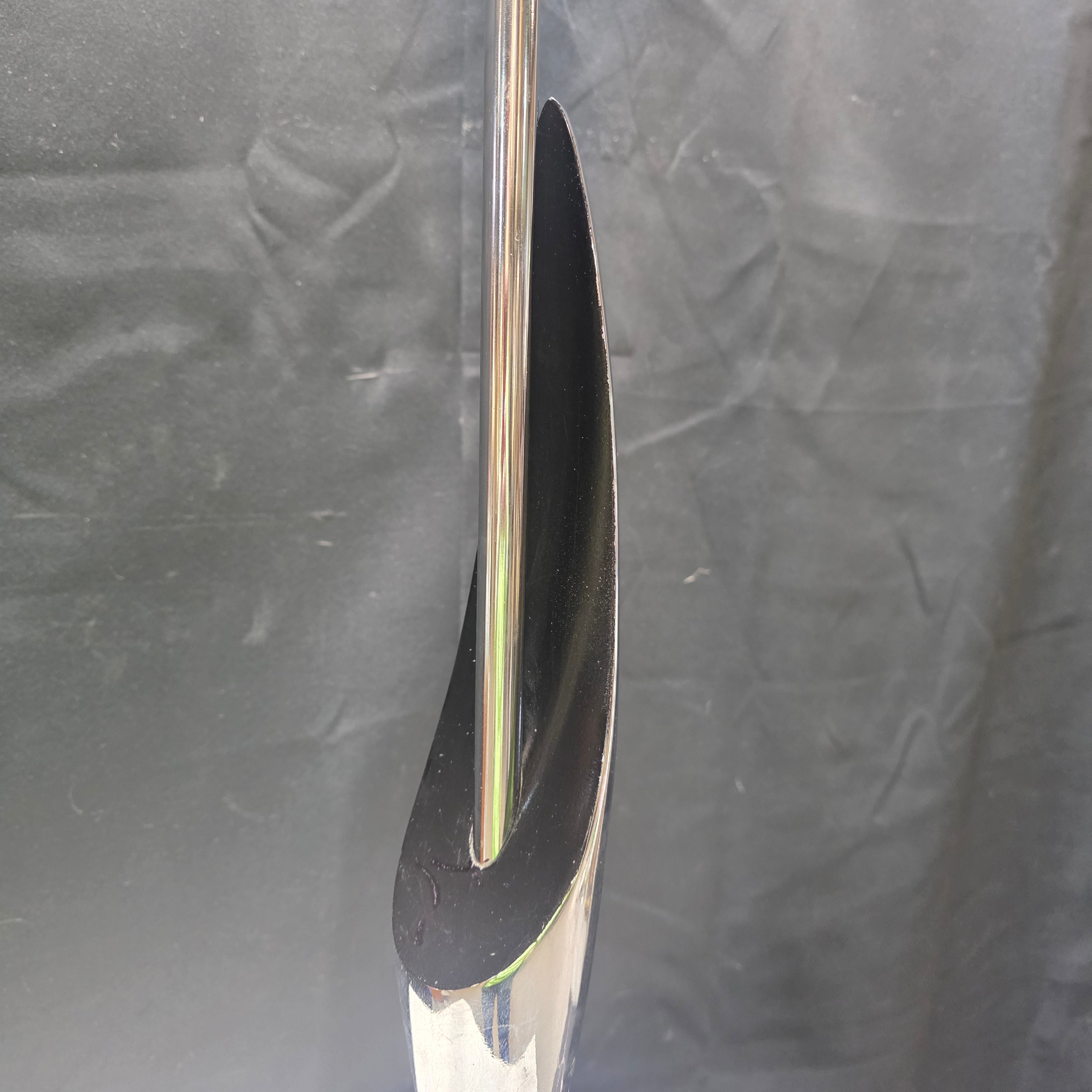 Space Age Chrome and Wood  Base Table Lamp  6" x 38"